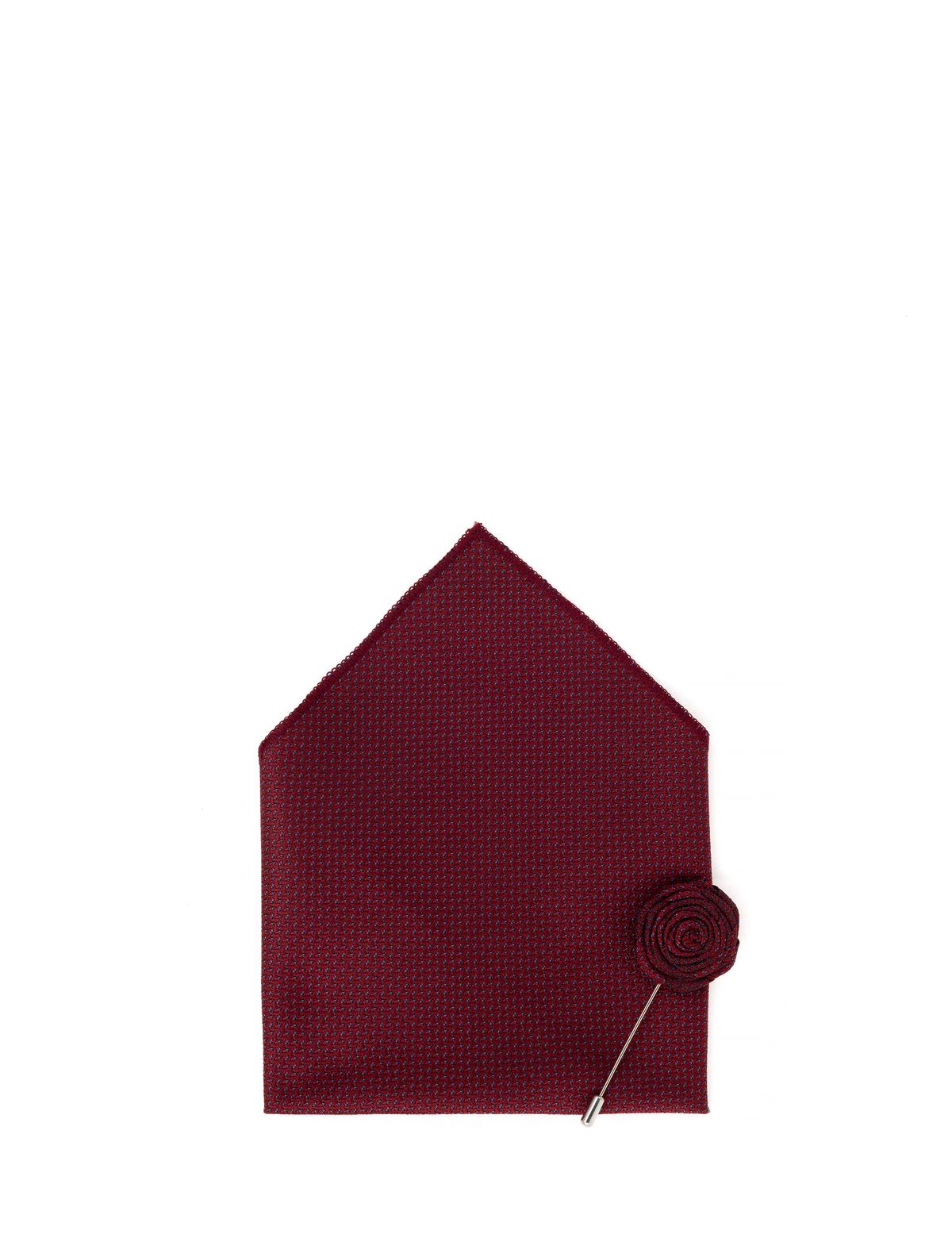 Bordo 3'lü Kravat Mendil Set - 50284575002
