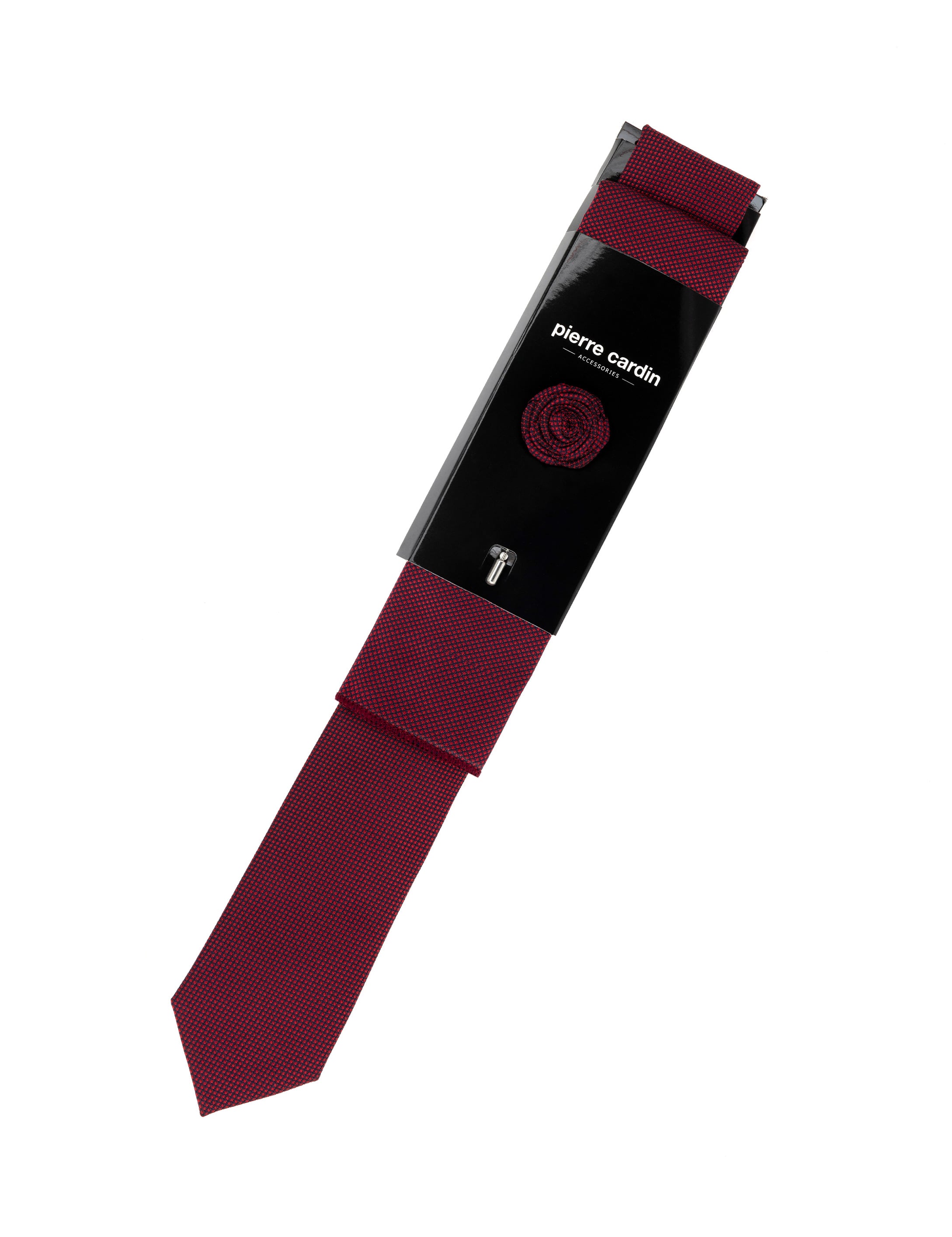 Bordo 3'lü Kravat Mendil Set