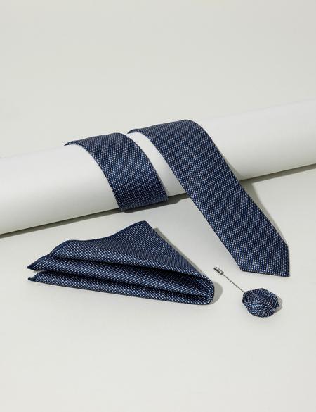 Mavi 3'lü Kravat Mendil Set - 50284581002