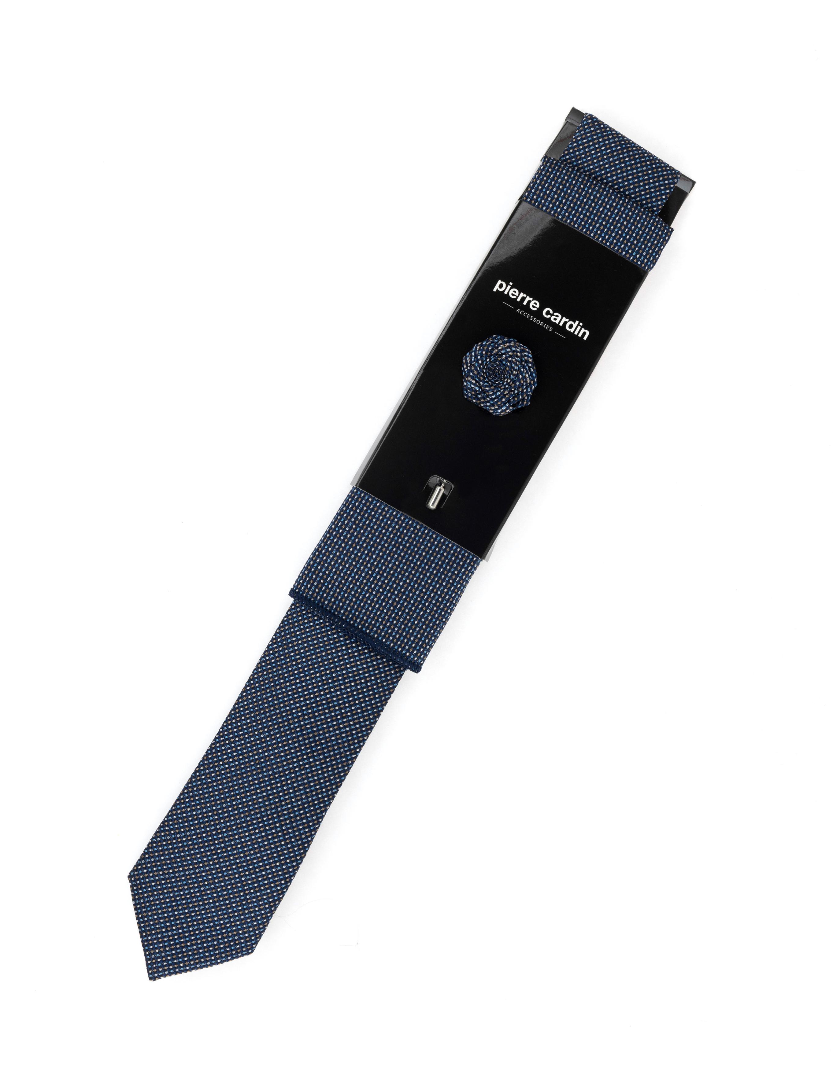 Mavi 3'lü Kravat Mendil Set