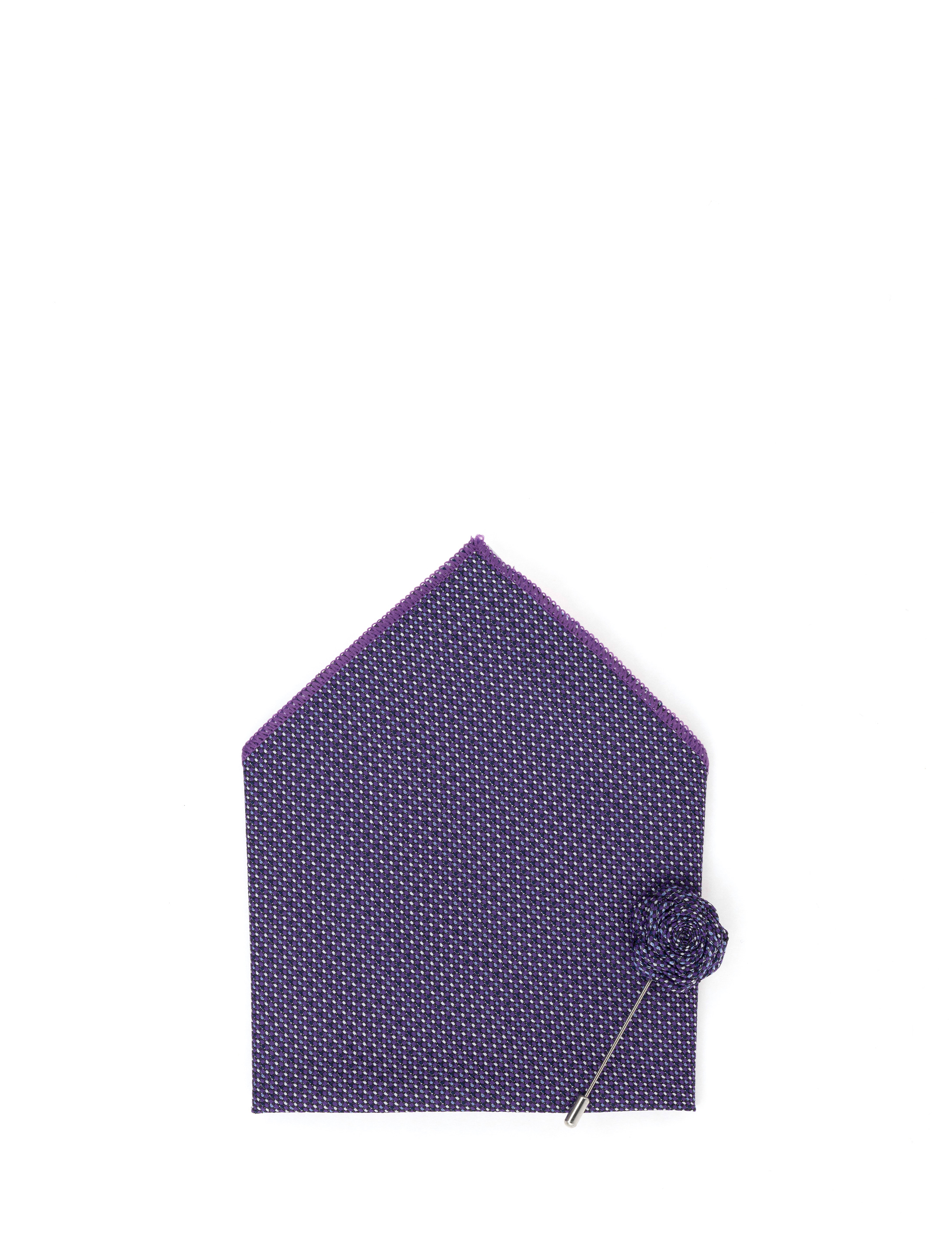 Mor 3'lü Kravat Mendil Set - Image 6