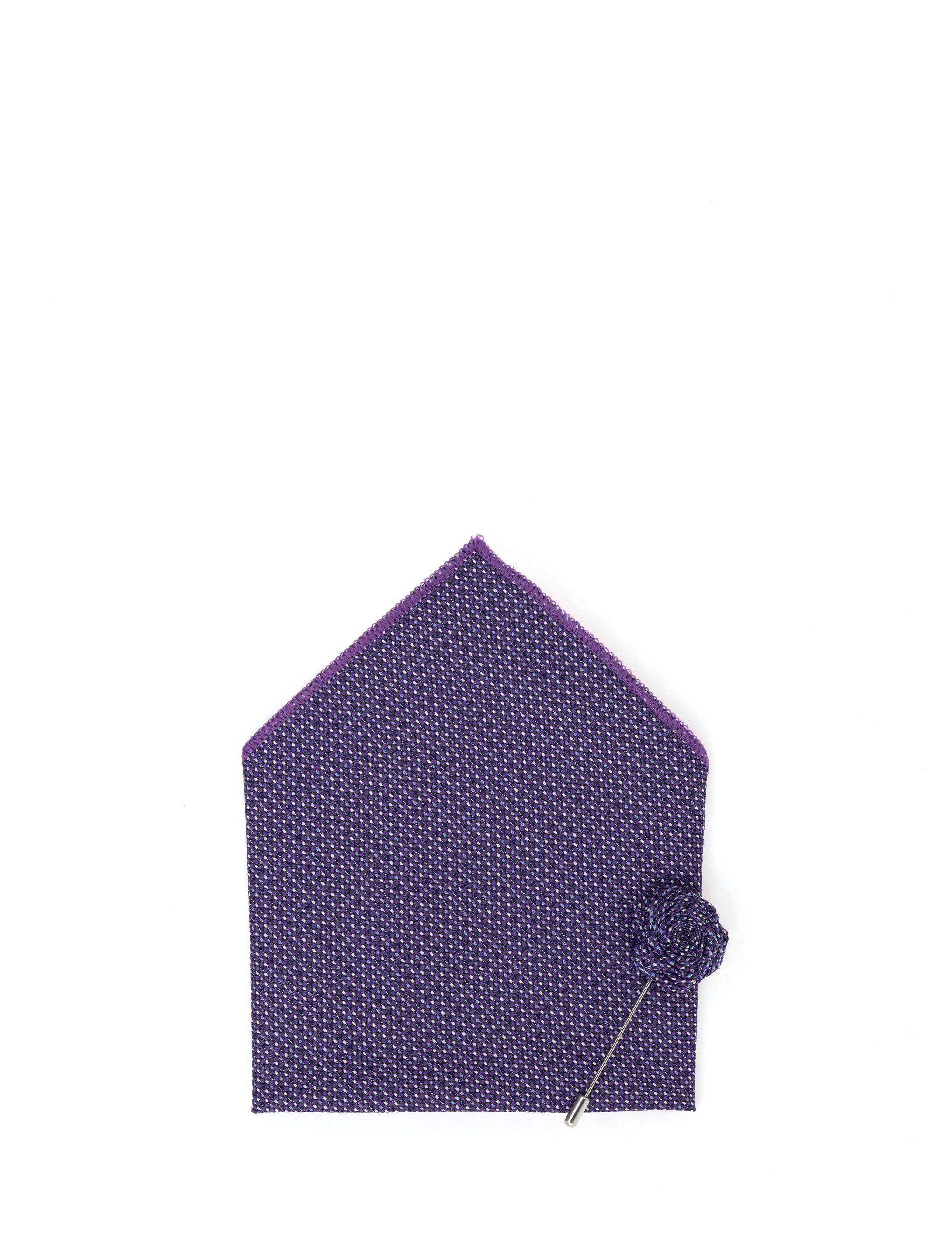 Mor 3'lü Kravat Mendil Set