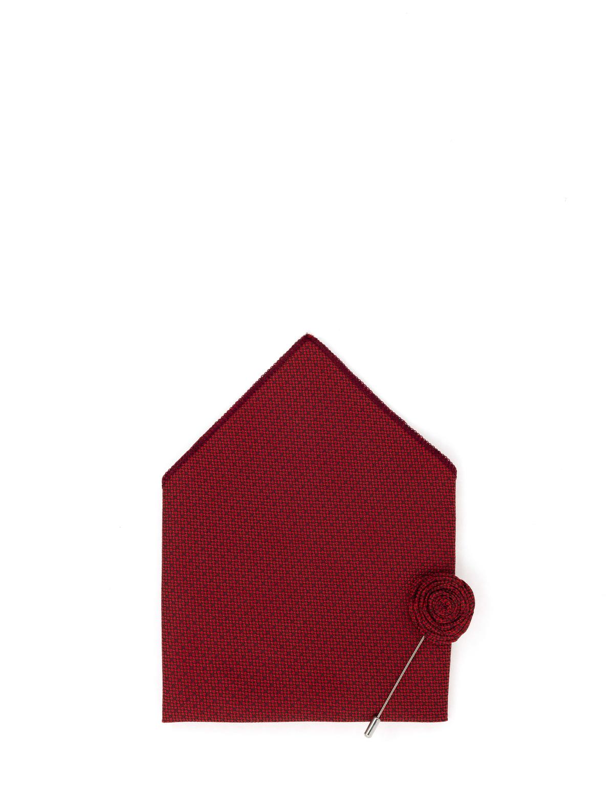 Kırmızı 3'lü Kravat Mendil Set - 50284581004