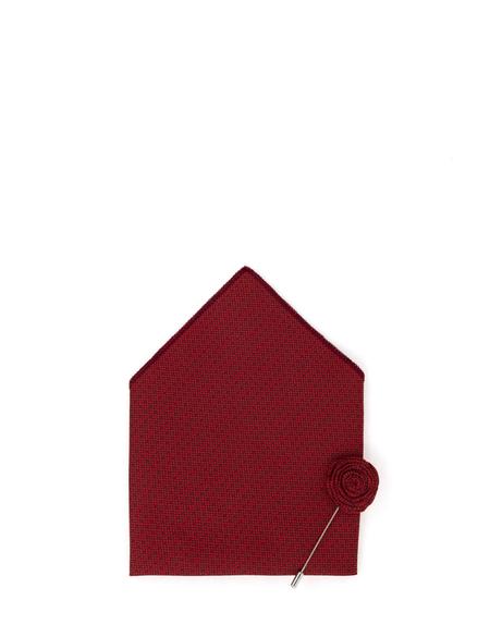 Kırmızı 3'lü Kravat Mendil Set - 50284581004