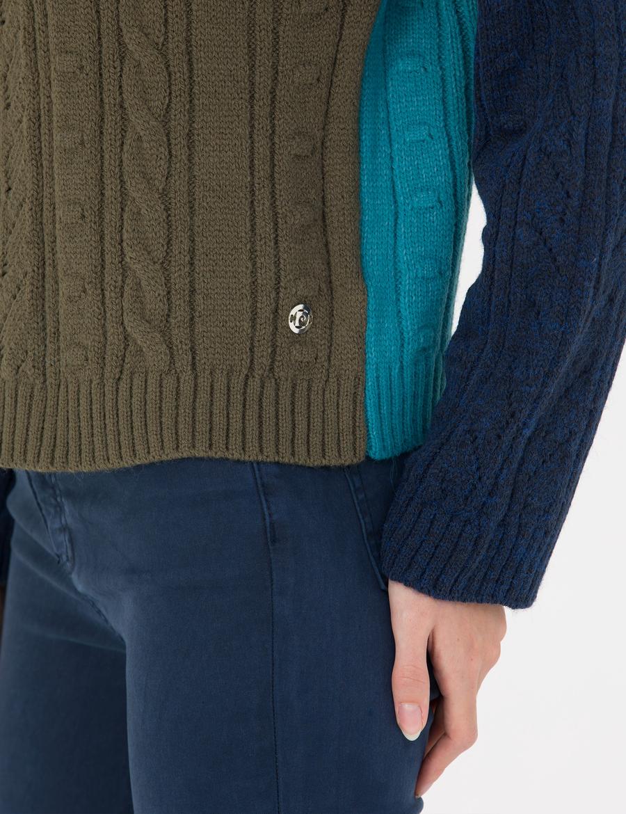 Lacivert Crop Top Balıkçı Yaka Kazak