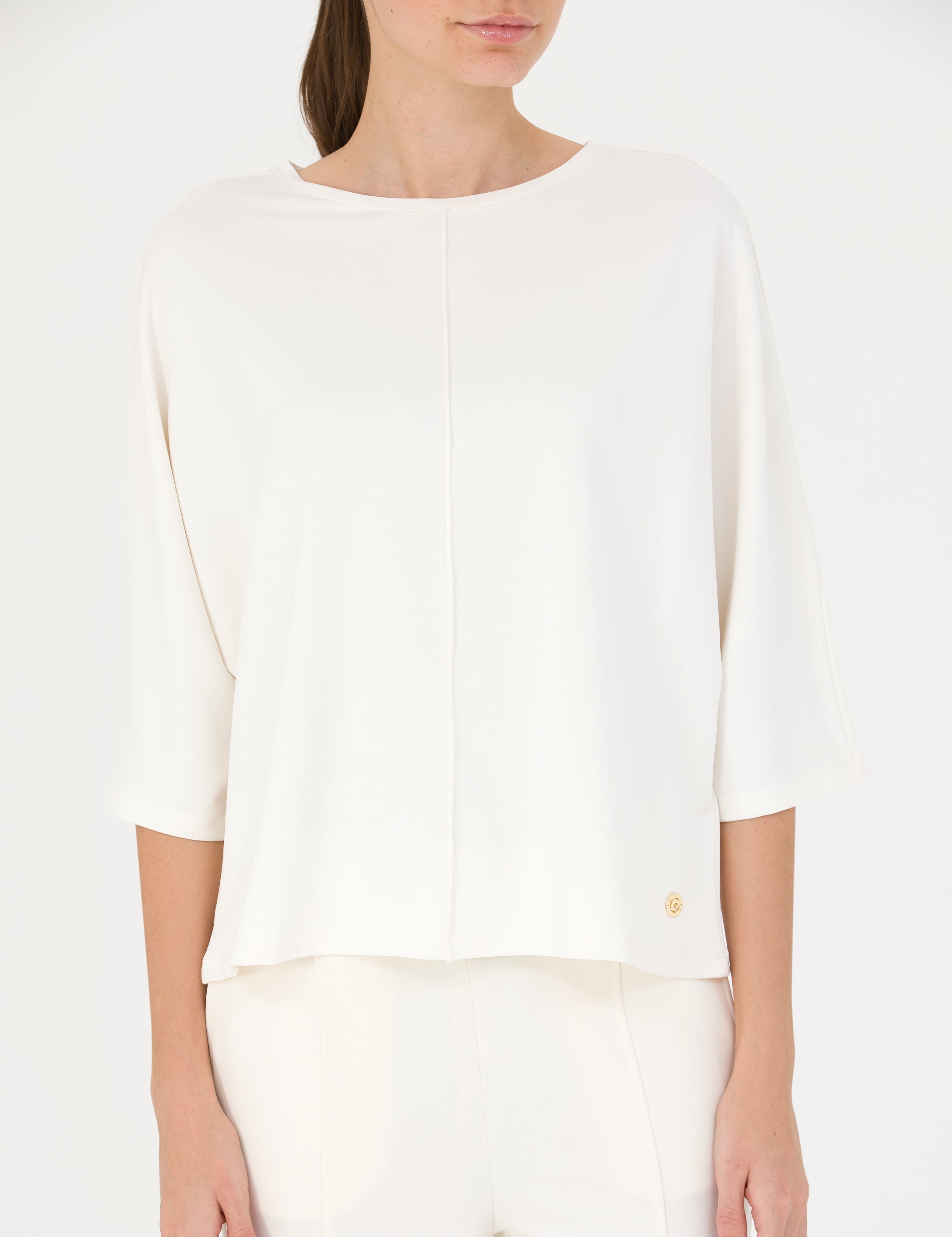 Krem Oversize Örme Bluz - Image 6