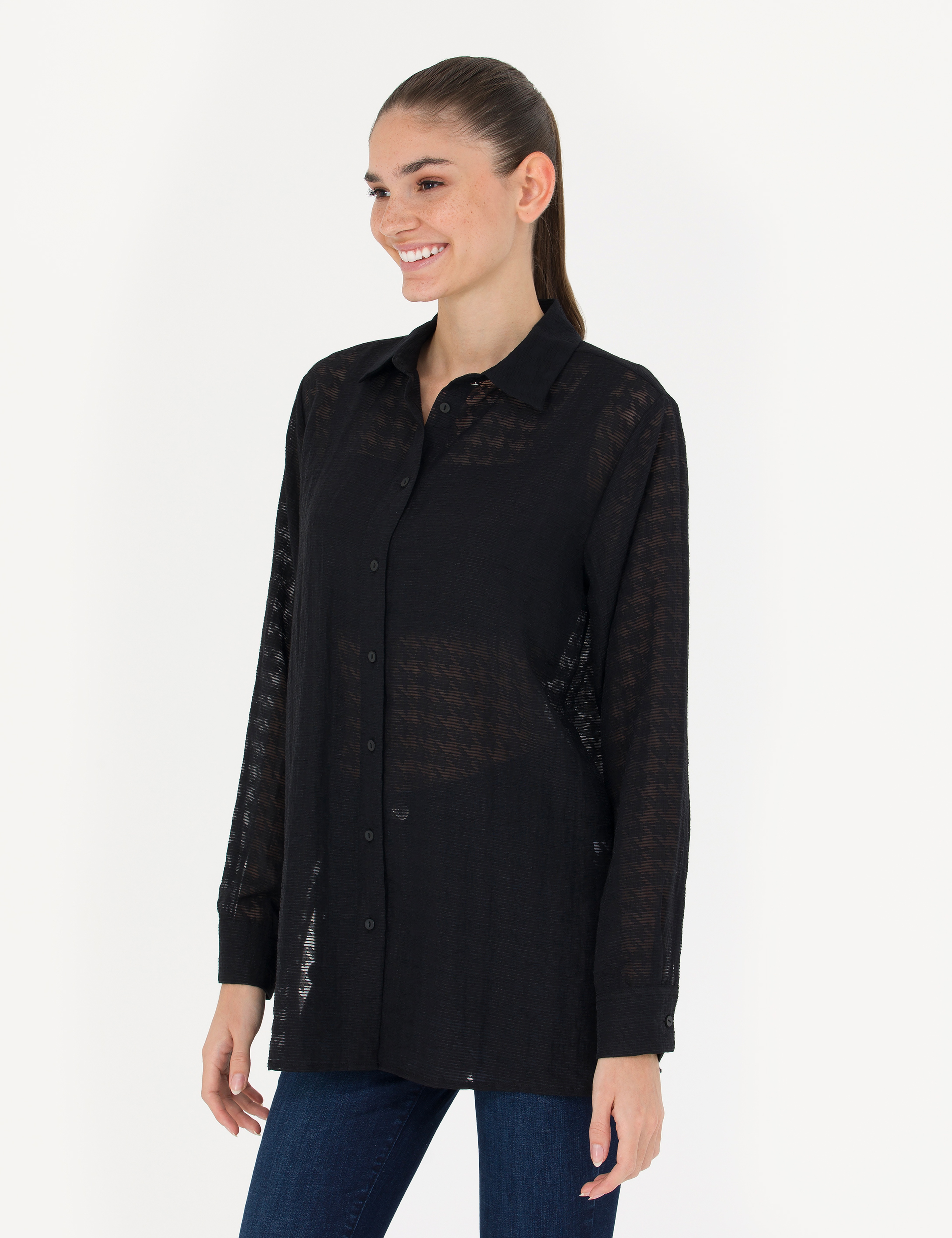 Siyah Comfort Fit Uzun Kollu Gömlek