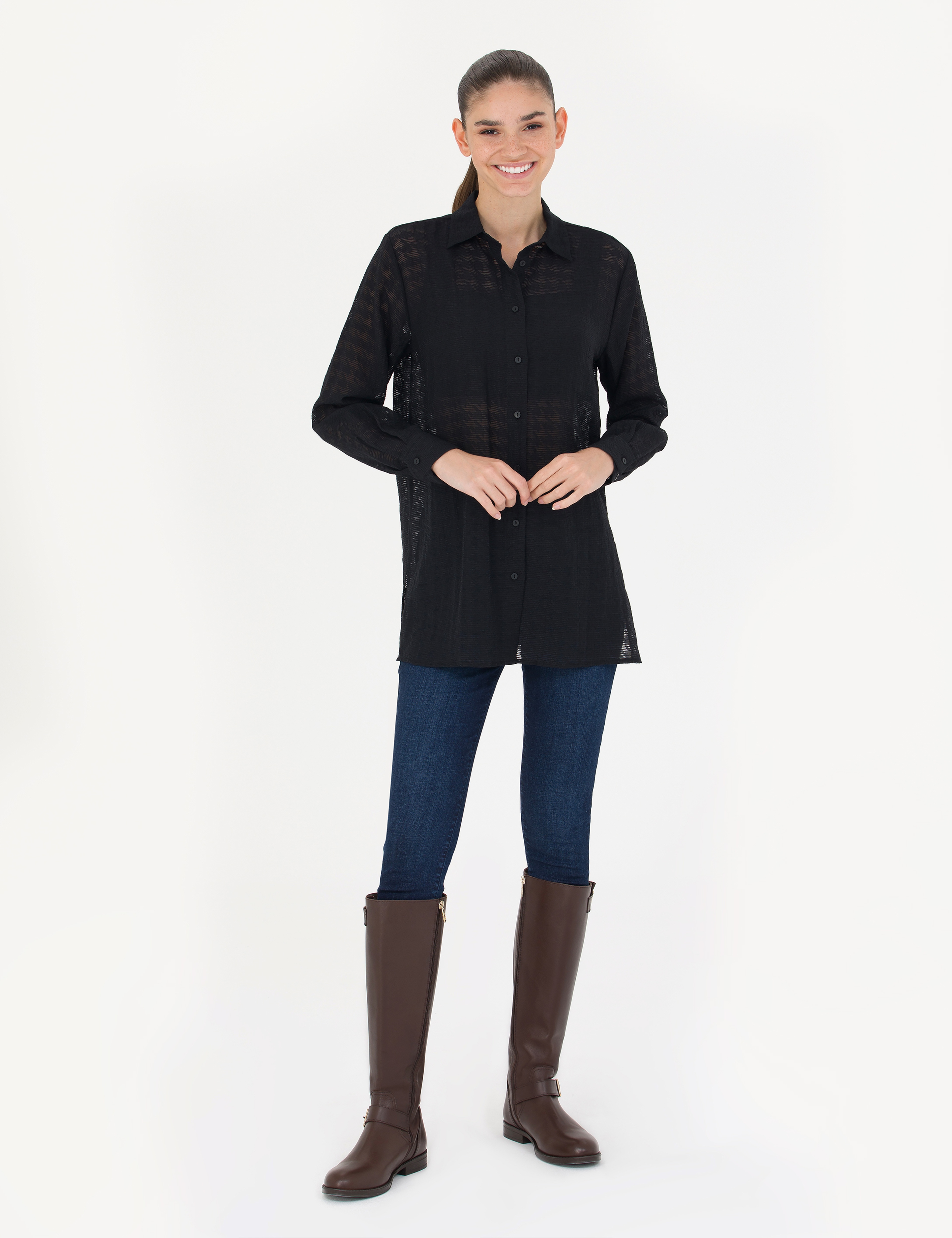 Siyah Comfort Fit Uzun Kollu Gömlek