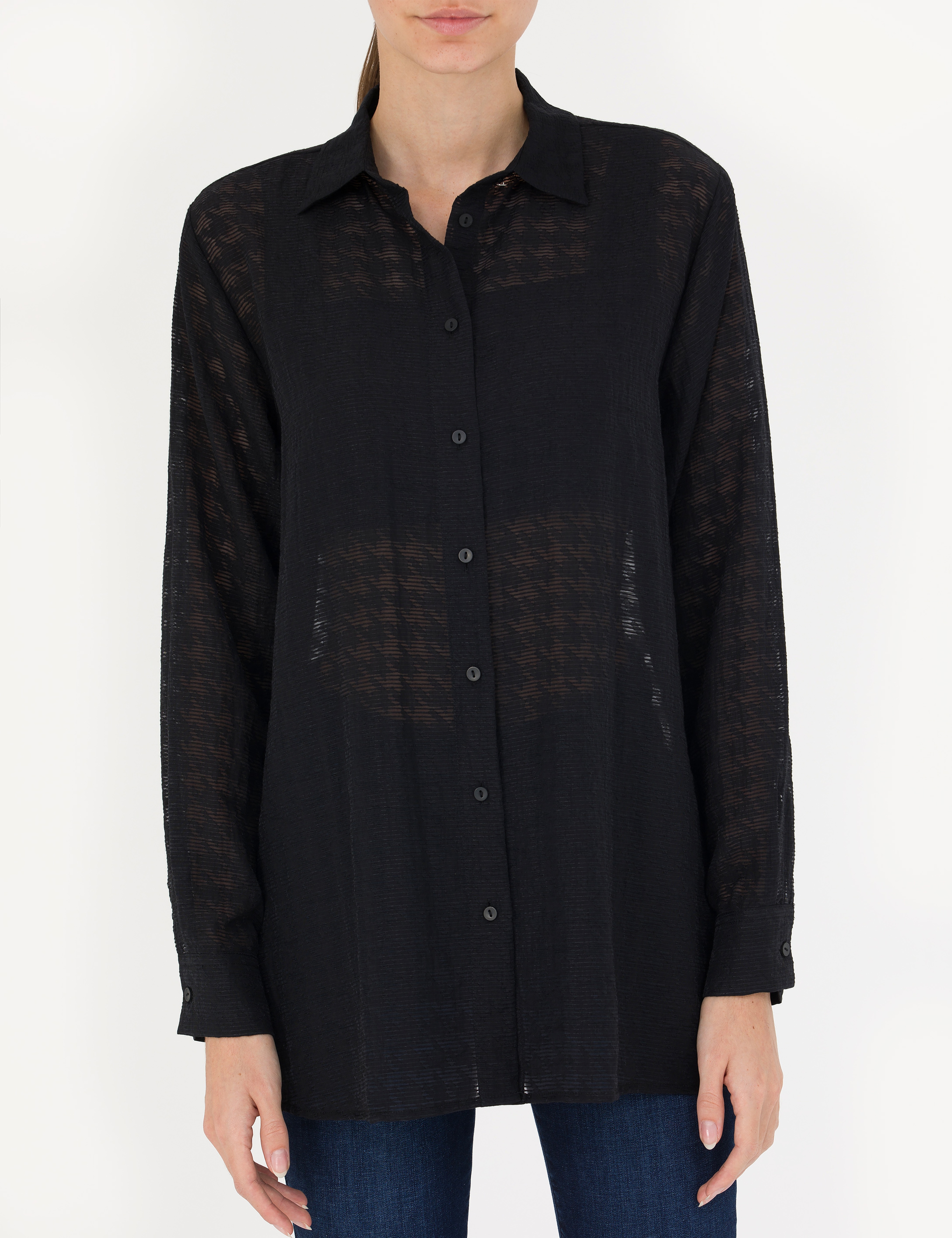 Siyah Comfort Fit Uzun Kollu Gömlek - Image 6