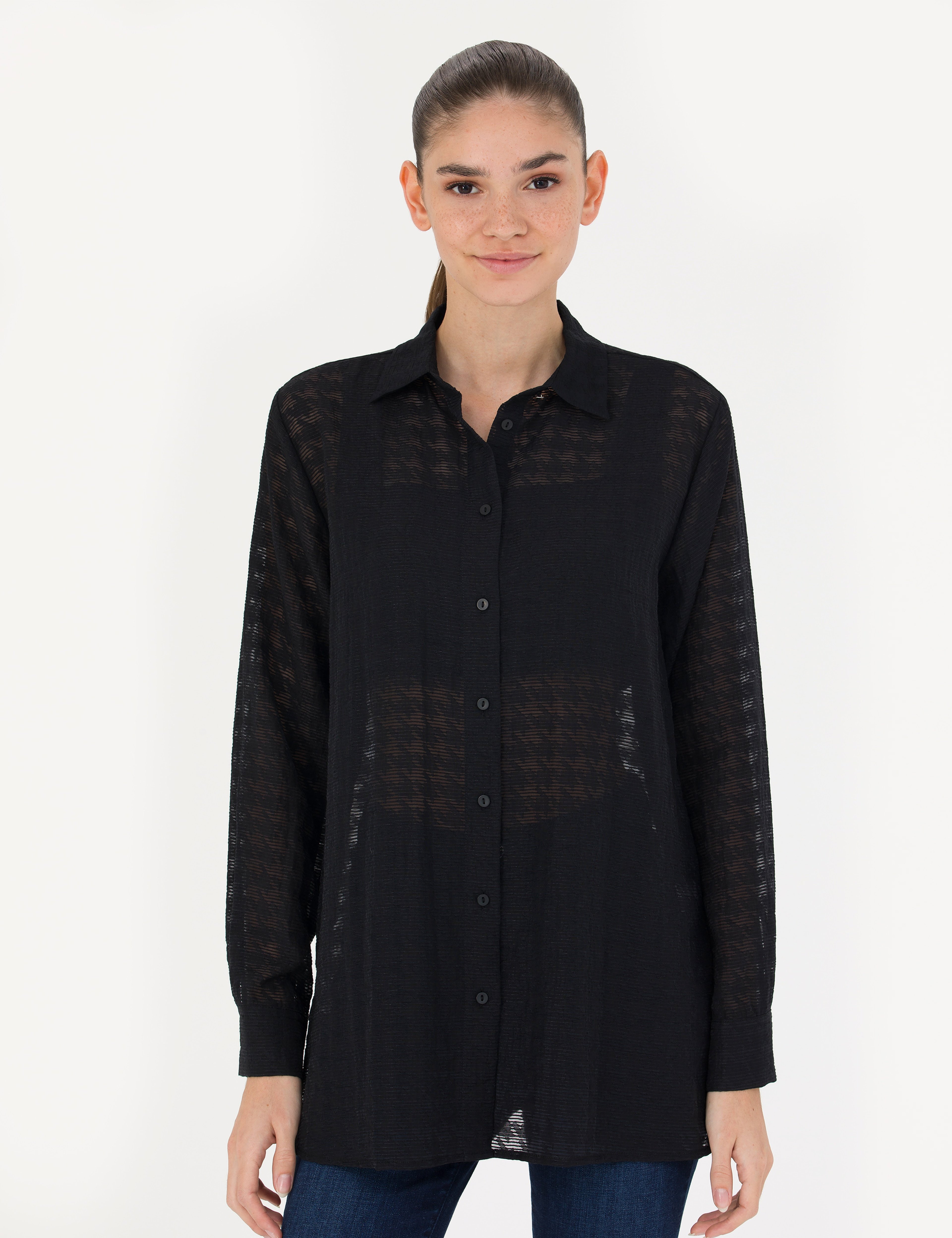 Siyah Comfort Fit Uzun Kollu Gömlek - Image 1