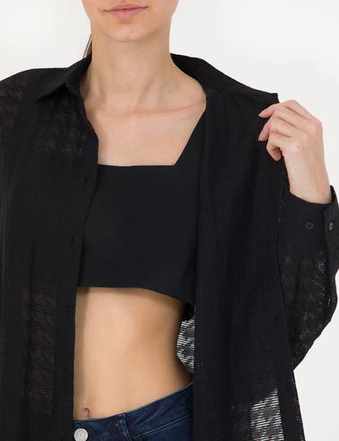 Siyah Comfort Fit Uzun Kollu Gömlek