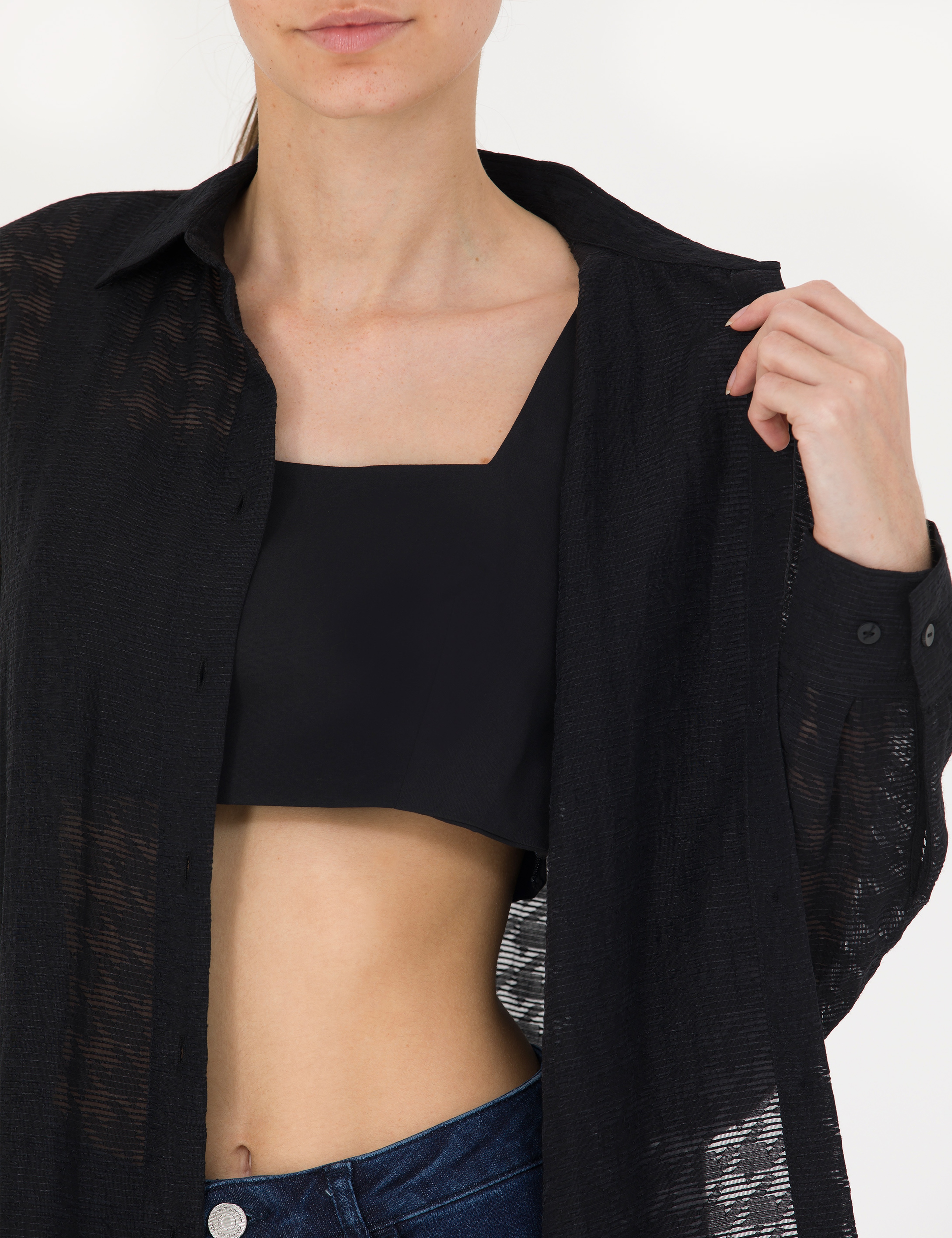 Siyah Comfort Fit Uzun Kollu Gömlek - Image 7