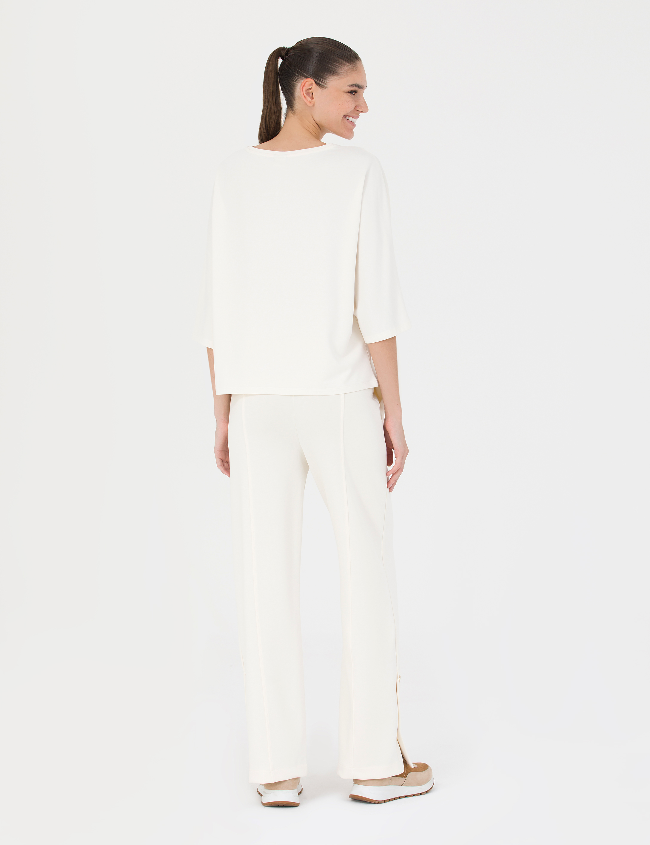 Krem Loose Fit Eşofman Altı - Image 4