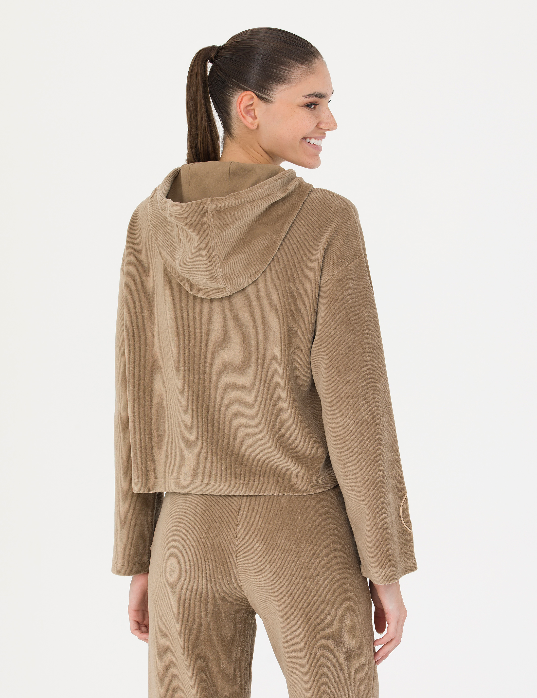 Pierre Cardin Camel Kapüşonlu Sweatshirt görsel 5