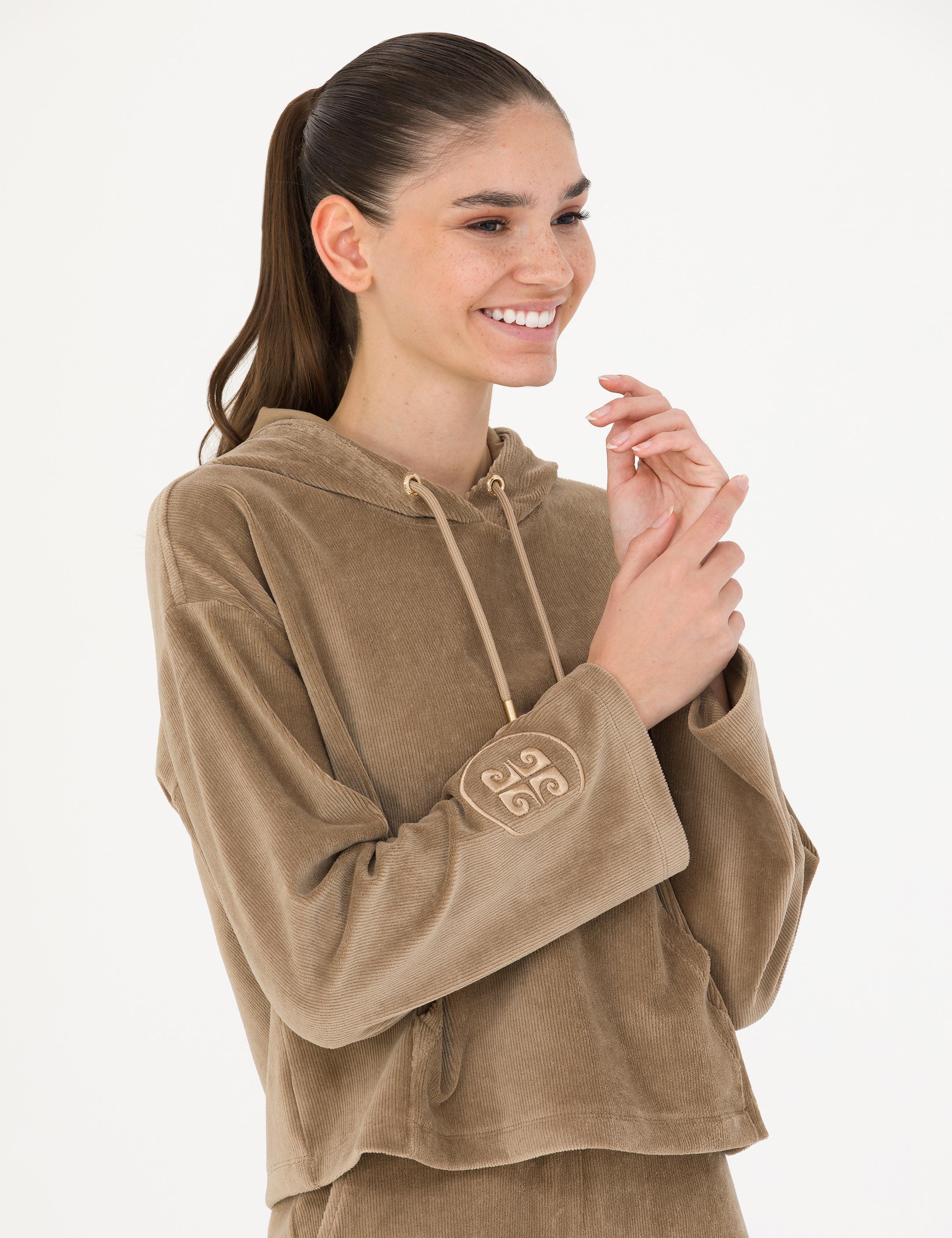 Camel Kapüşonlu Sweatshirt