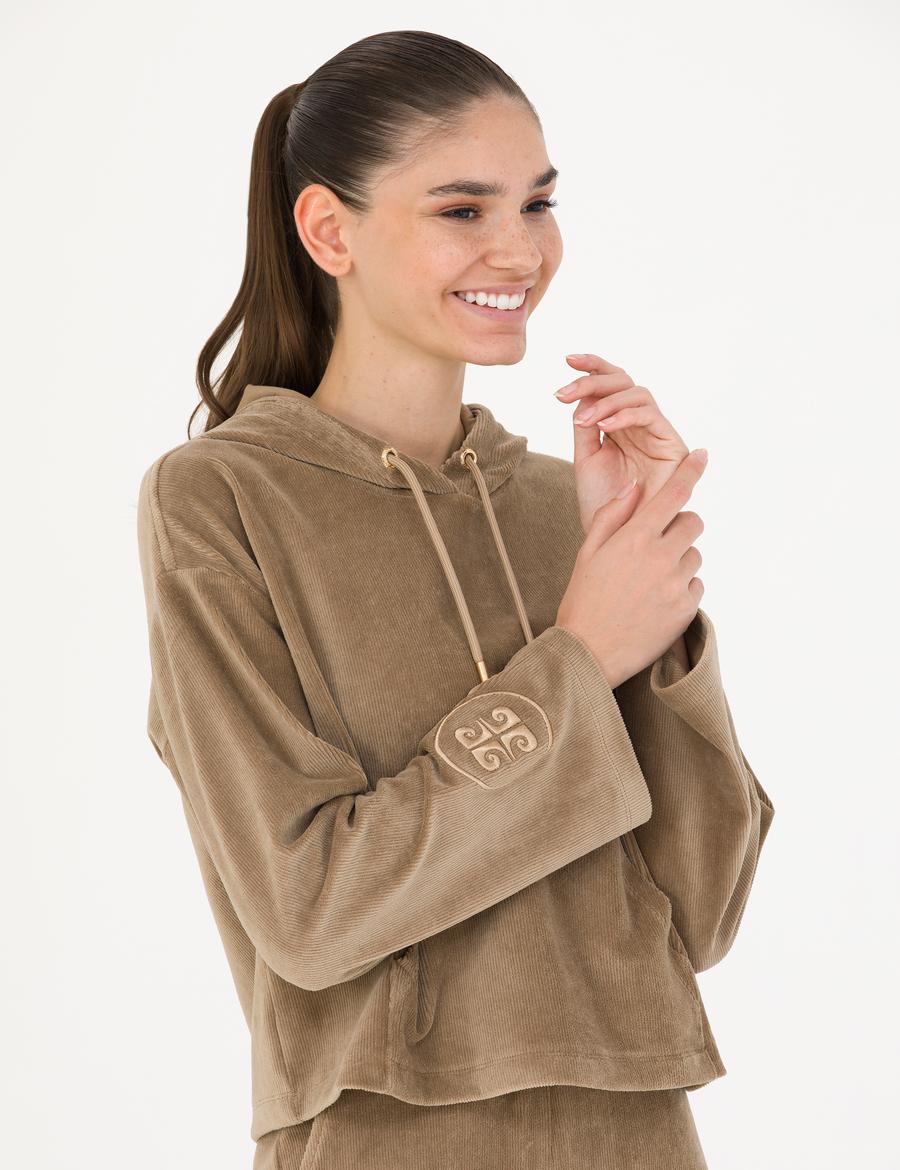 Camel Kapüşonlu Sweatshirt