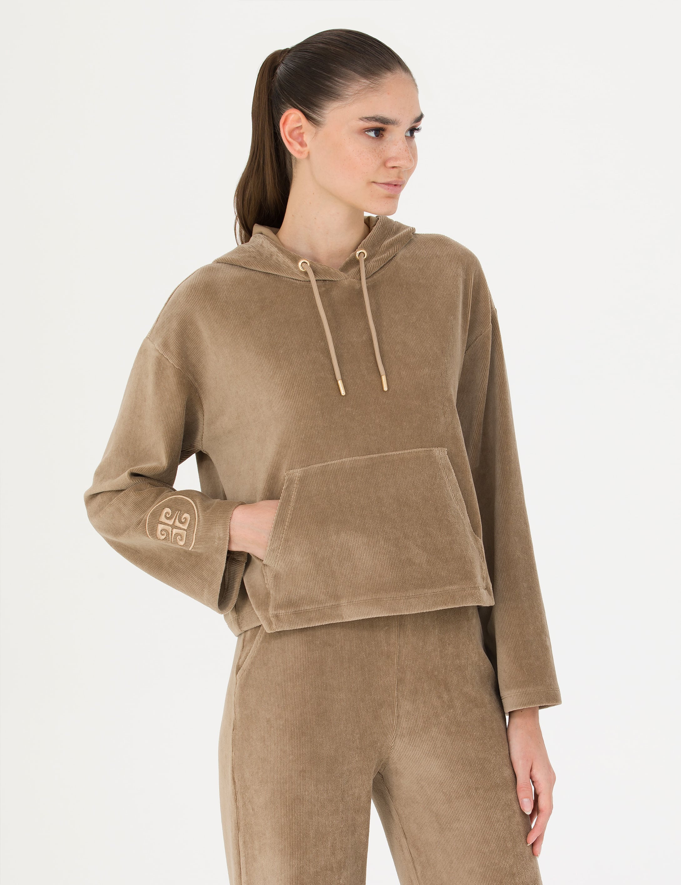 Camel Kapüşonlu Sweatshirt - Image 3