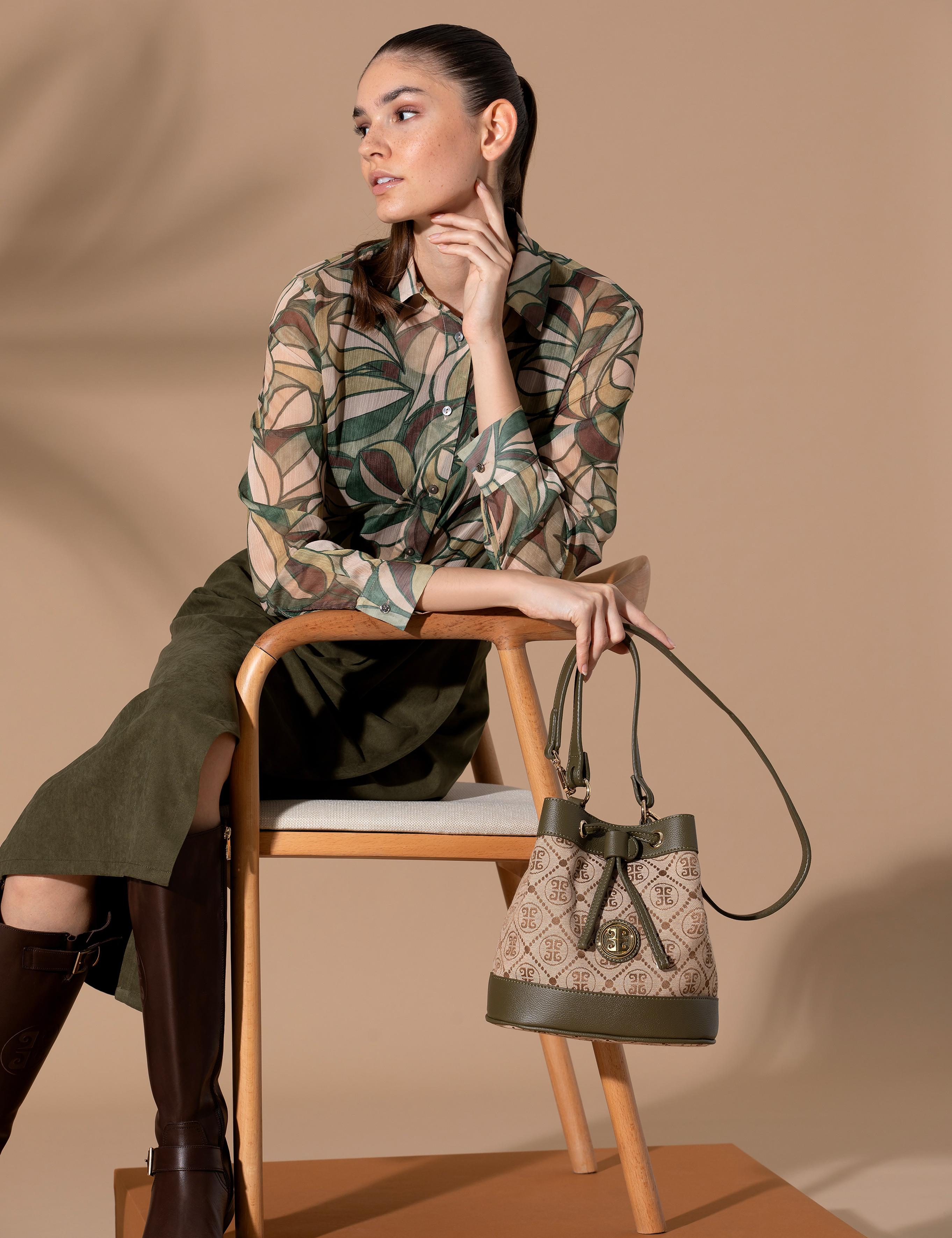 Haki Büzgülü  Çanta