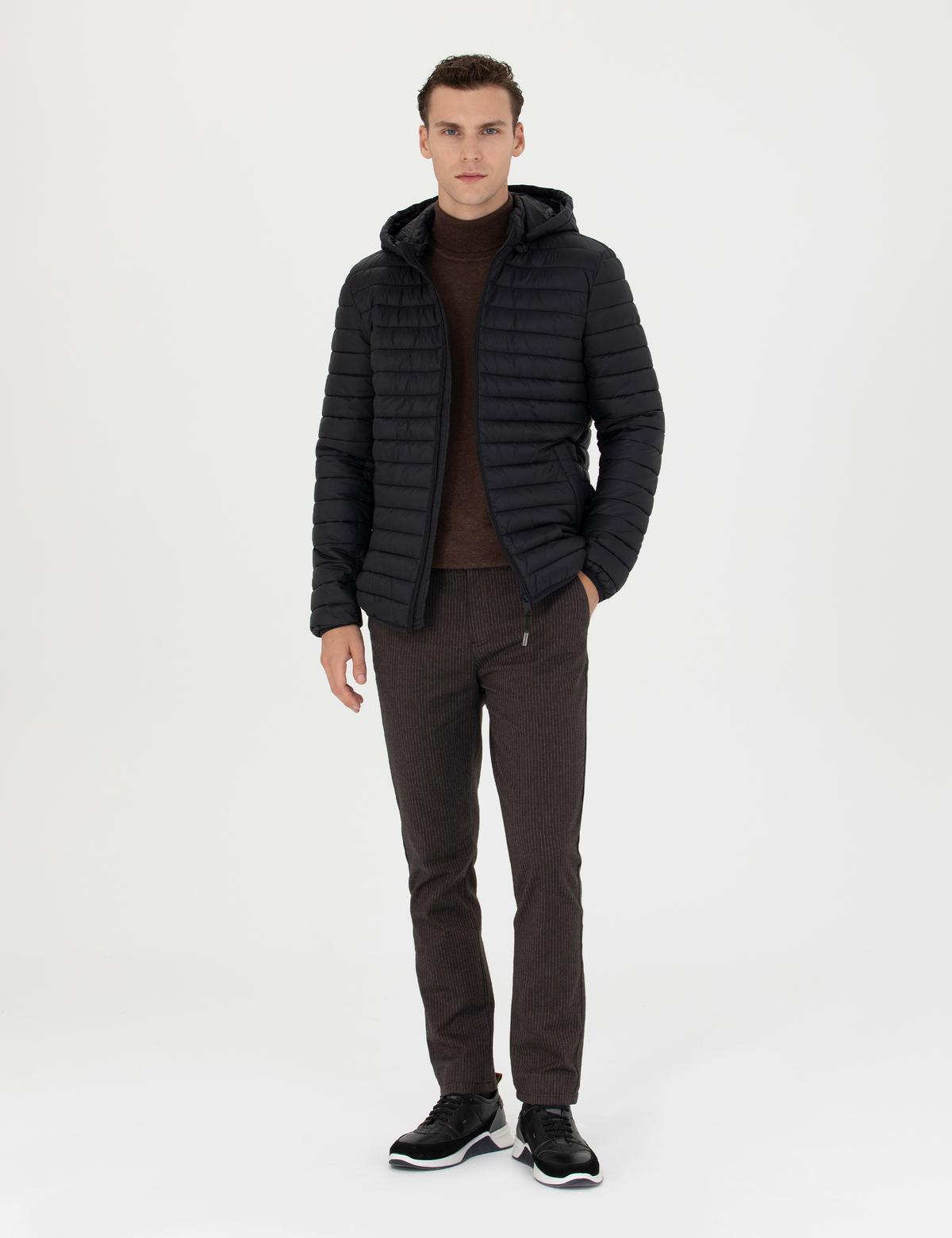 Siyah Kapişonlu Baharlık Mevsimlik Mont - 50270904002