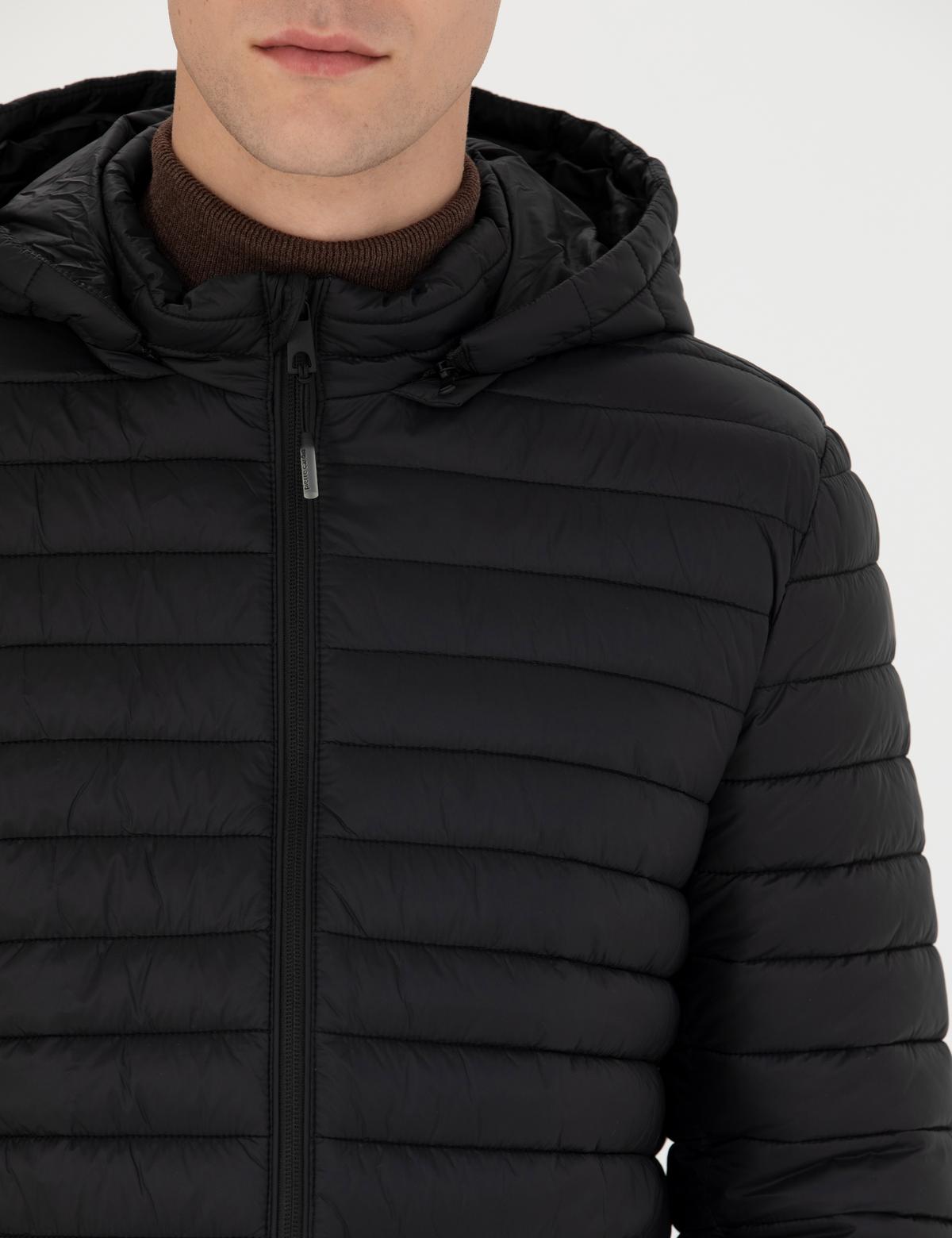 Siyah Kapişonlu Baharlık Mevsimlik Mont - 50270904002