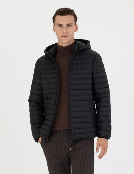 Siyah Kapişonlu Baharlık Mevsimlik Mont - 50270904002