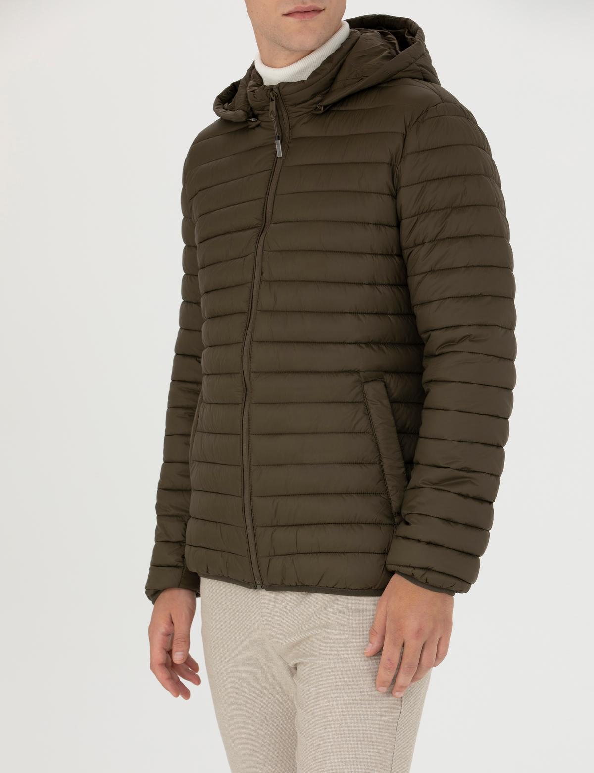 Haki Kapişonlu Baharlık Mevsimlik Mont - 50270904043