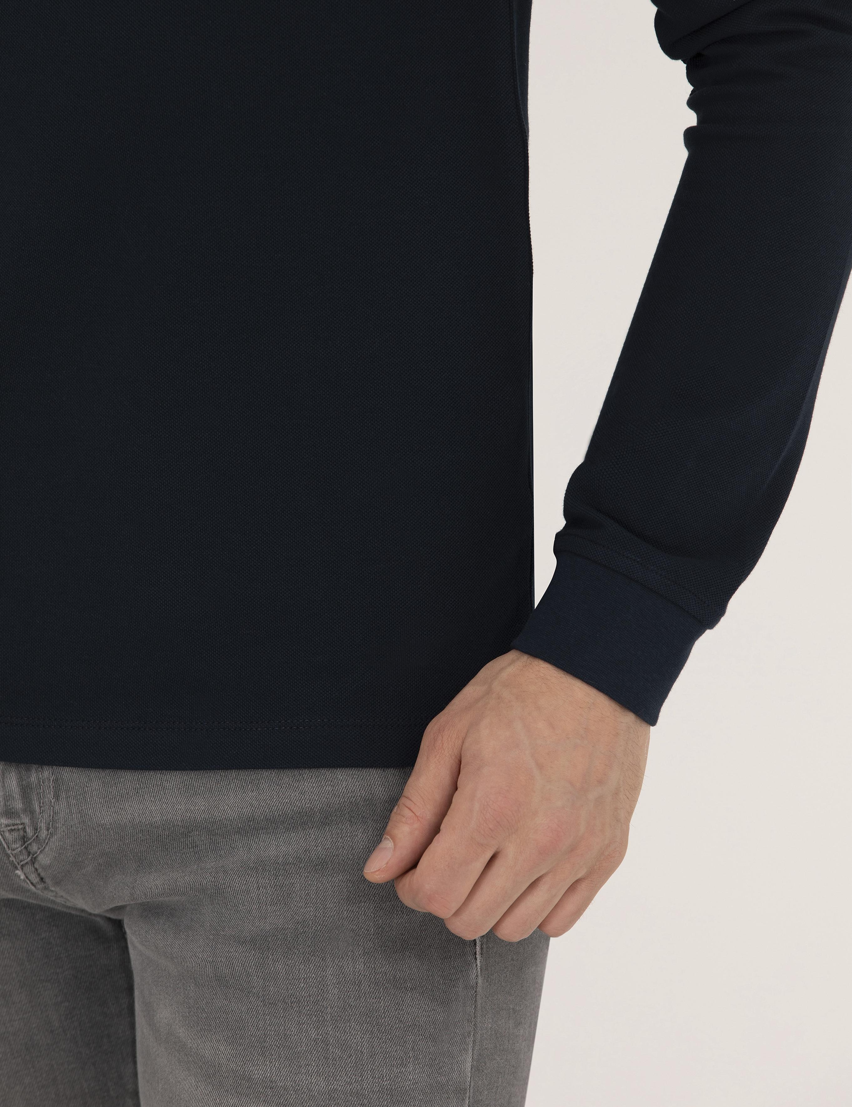 Lacivert Slim Fit Basic Sweatshirt