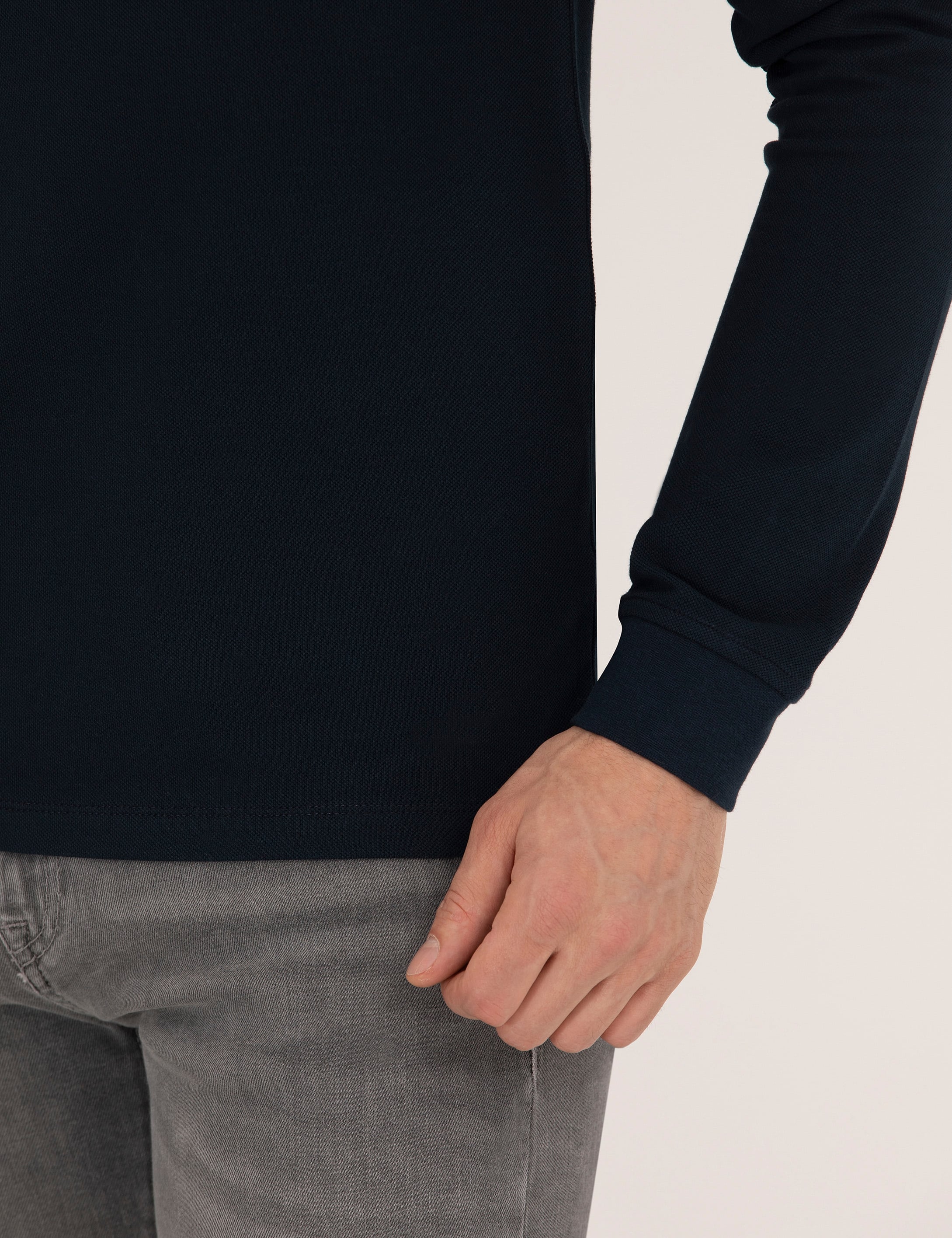 Lacivert Slim Fit Basic Sweatshirt