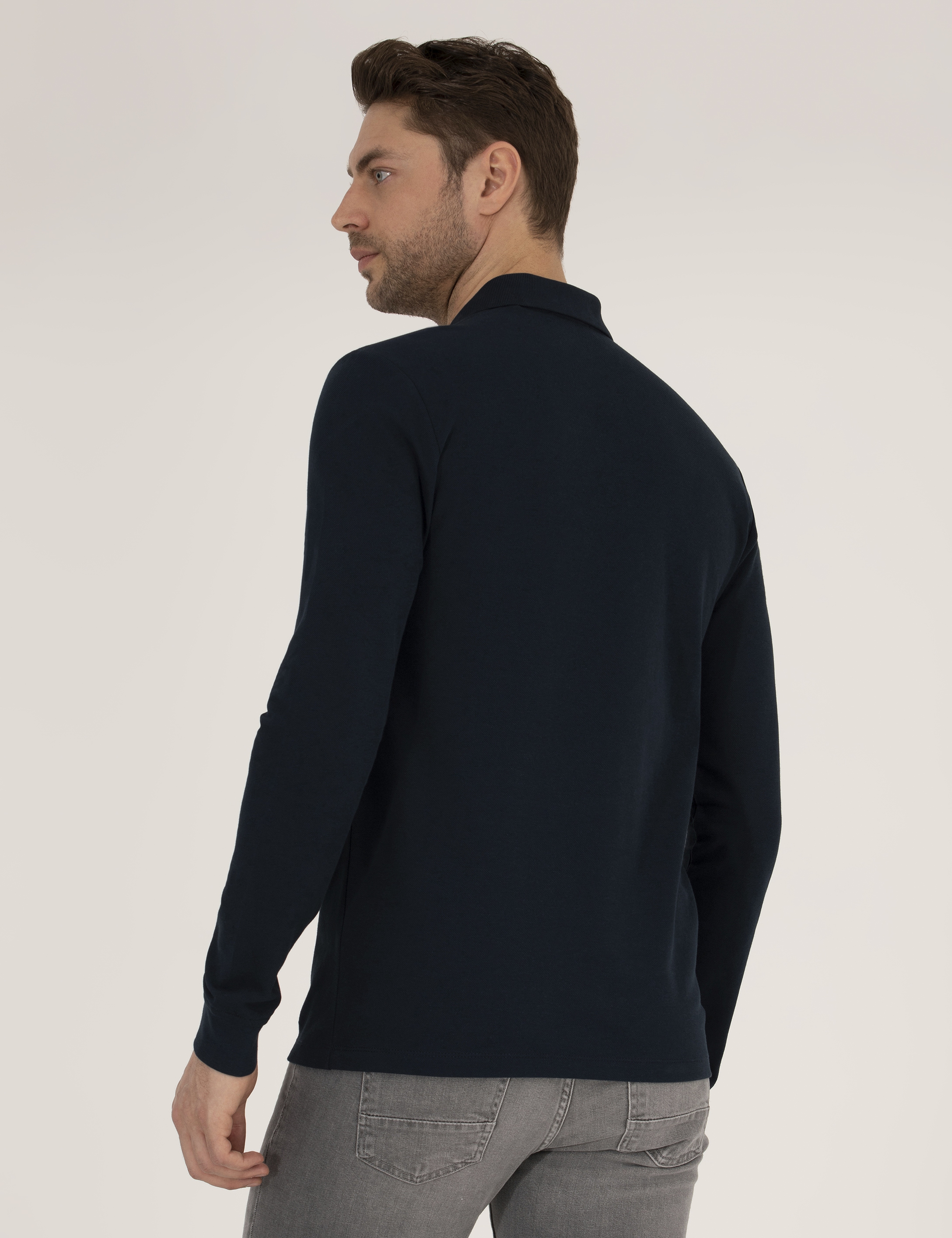 Lacivert Slim Fit Basic Sweatshirt