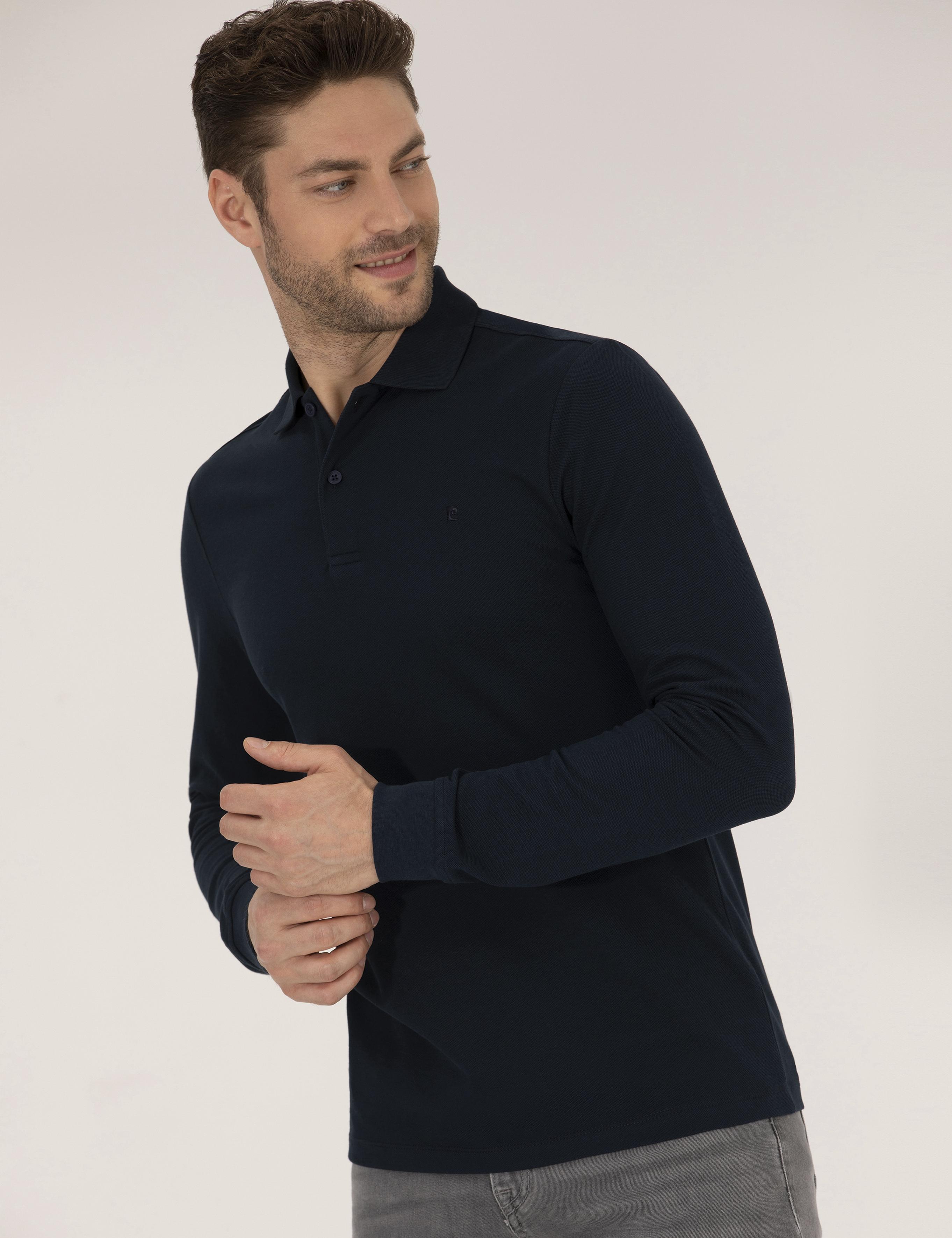 Lacivert Slim Fit Basic Sweatshirt