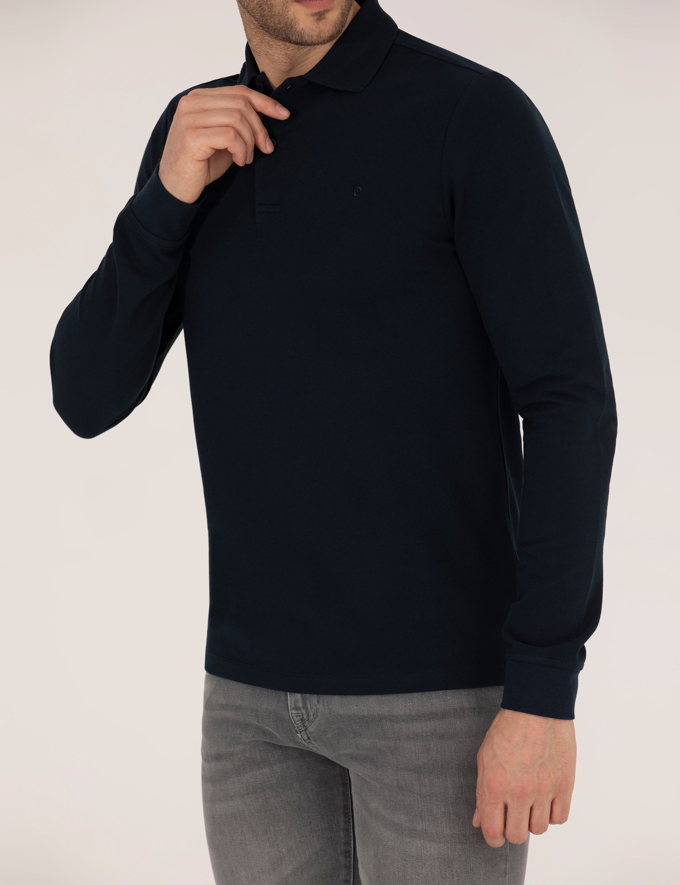 Lacivert Slim Fit Basic Sweatshirt