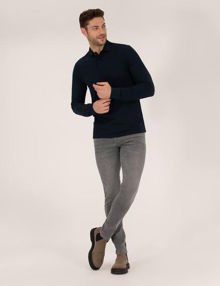 Lacivert Slim Fit Basic Sweatshirt - 50276035020