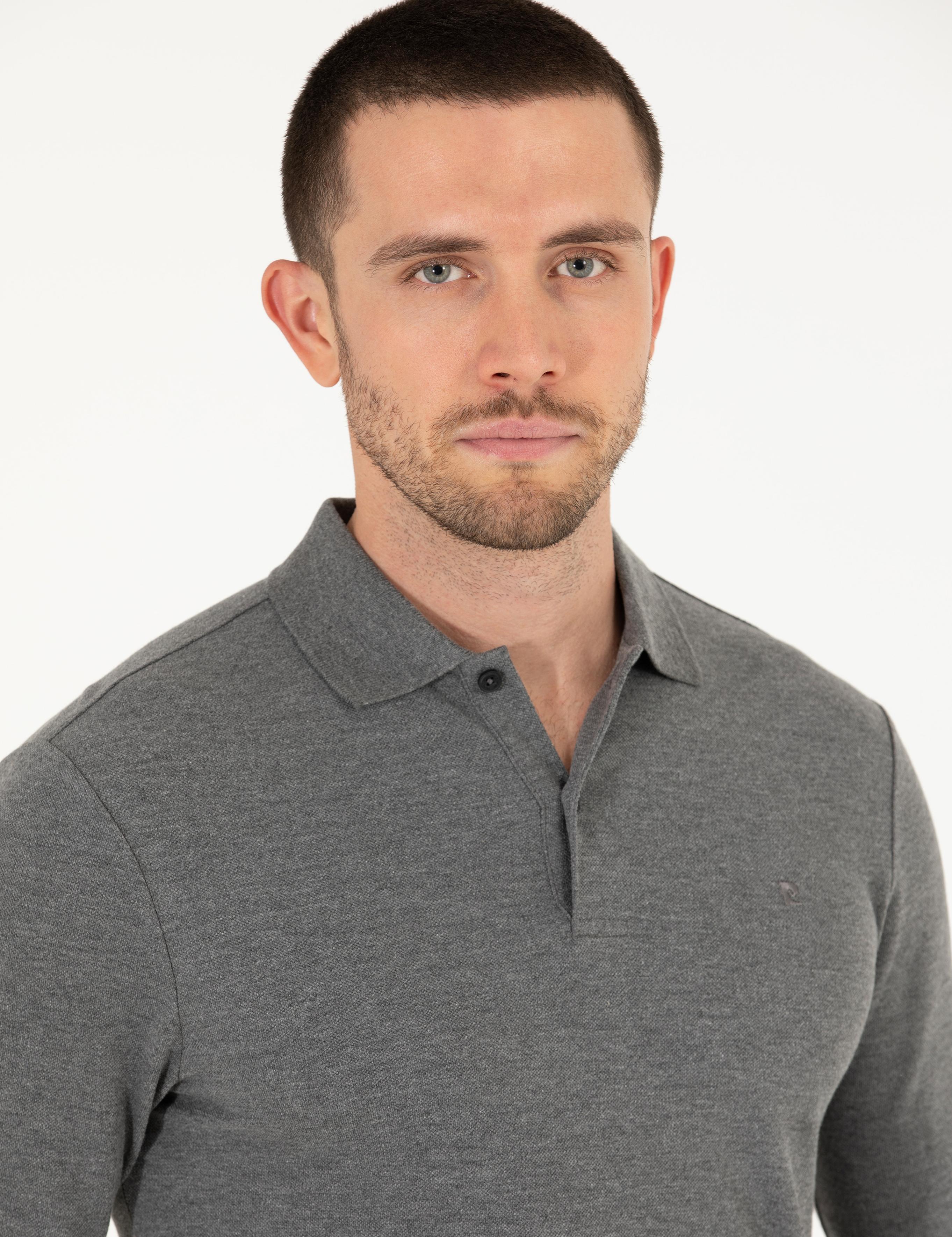 Antrasit Melanj Slim Fit Basic Sweatshirt