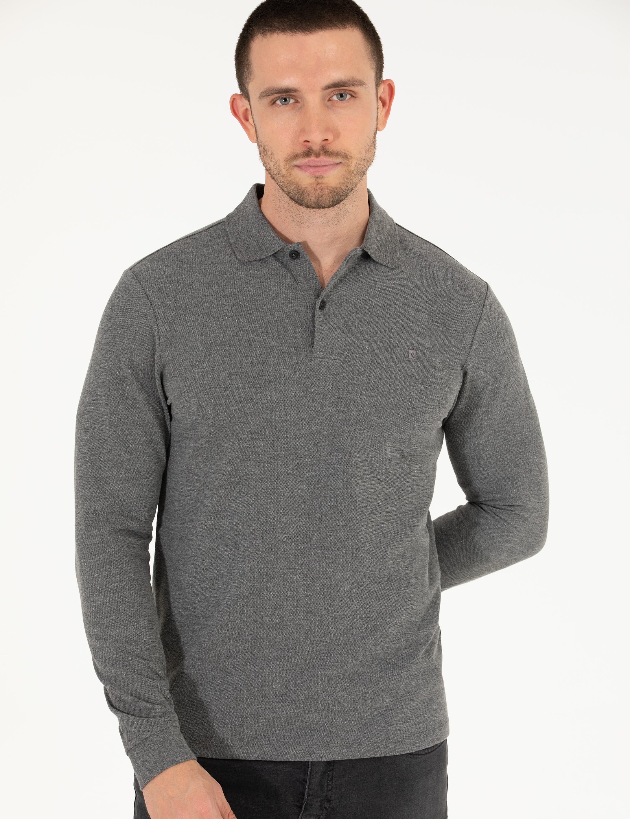 Pierre Cardin Antrasit Melanj Slim Fit Basic Sweatshirt görsel 2