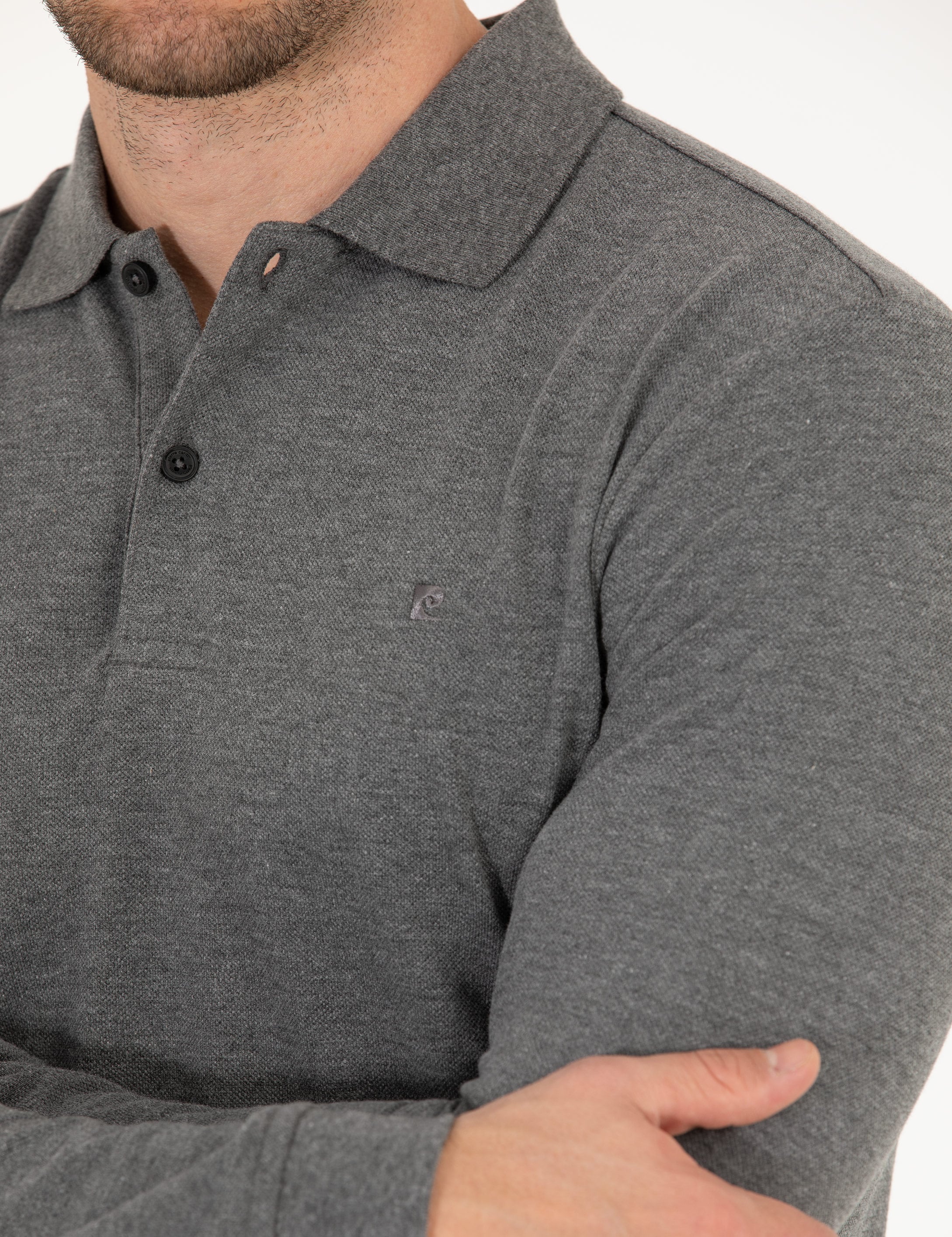 Pierre Cardin Antrasit Melanj Slim Fit Basic Sweatshirt görsel 6