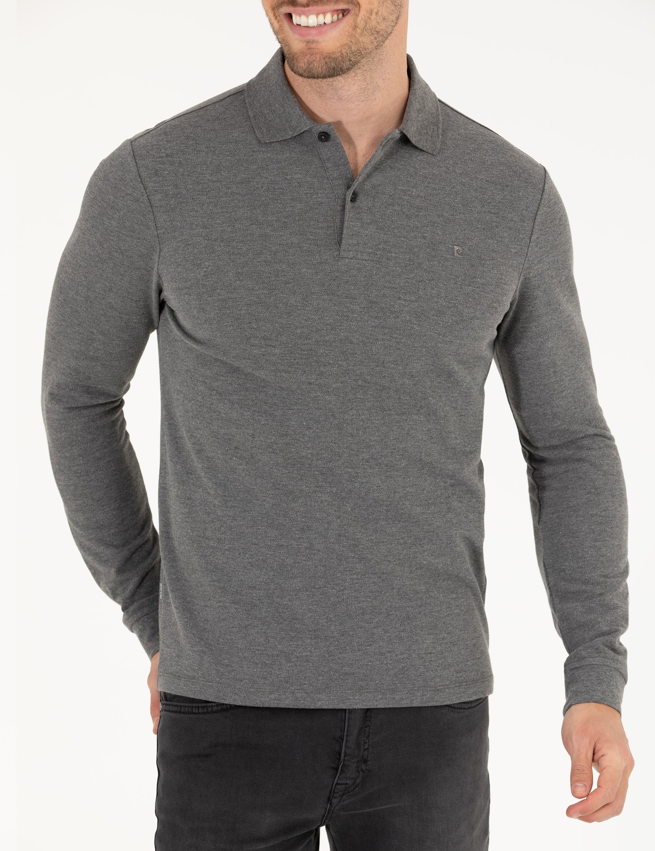 Pierre Cardin Antrasit Melanj Slim Fit Basic Sweatshirt görsel 5