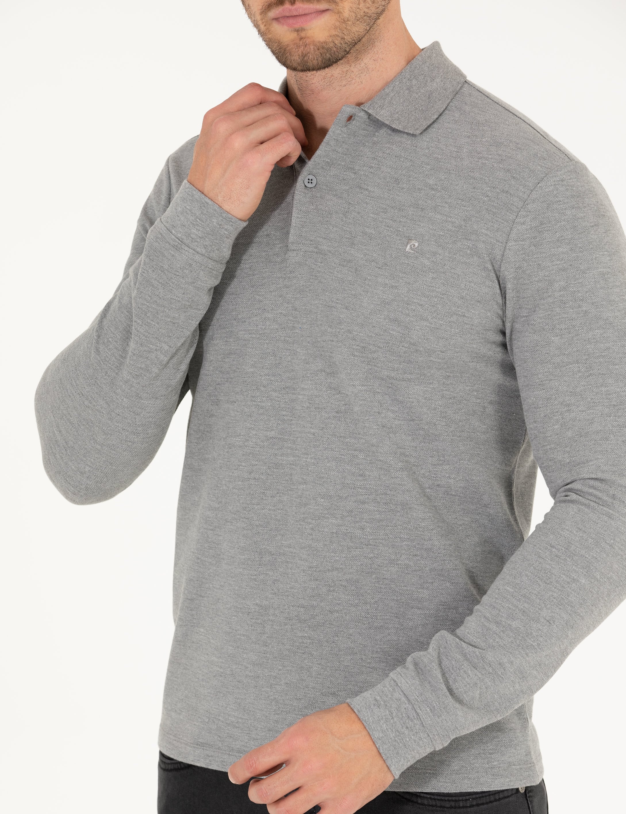 Pierre Cardin Gri Melanj Slim Fit Basic Sweatshirt görsel 6