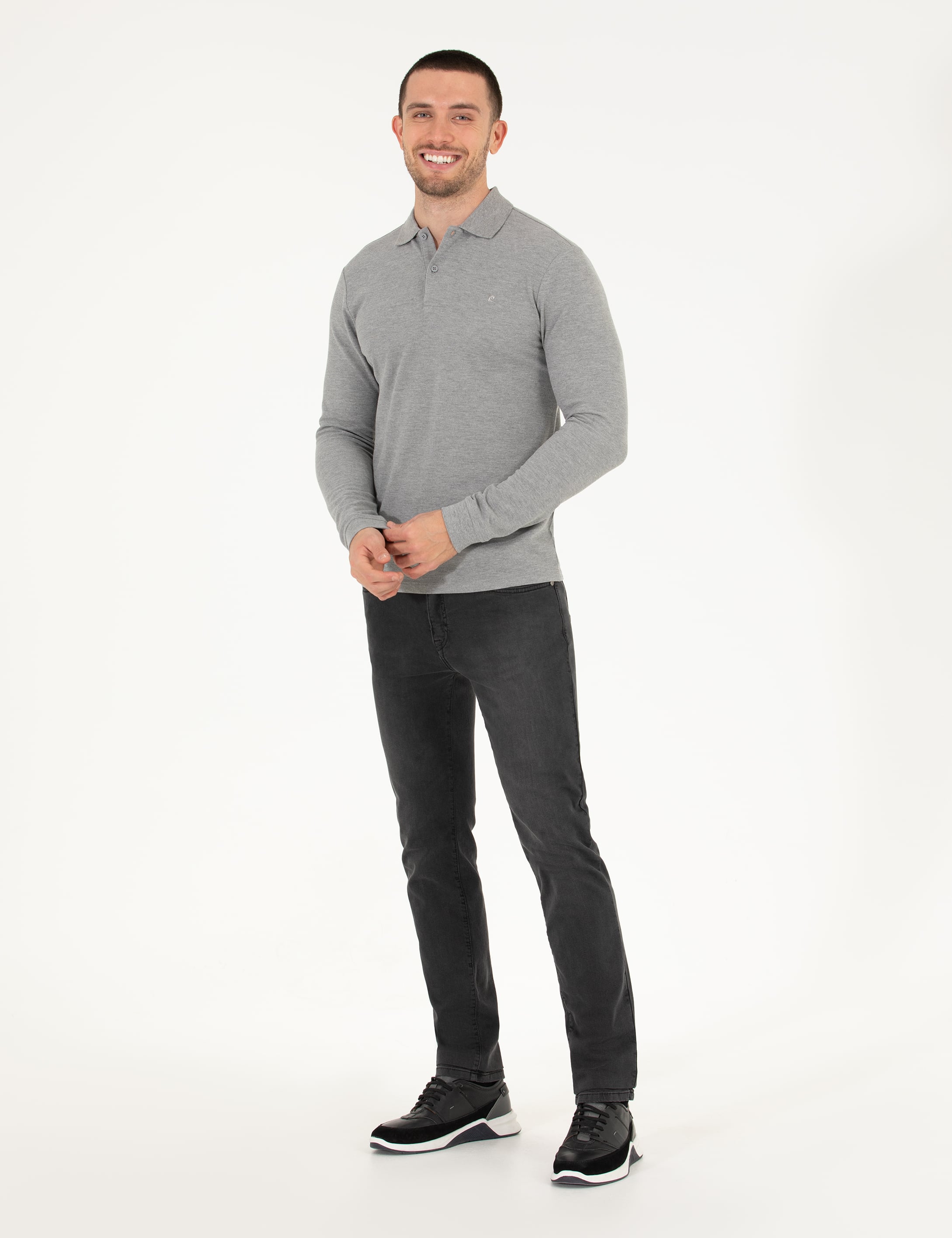 Pierre Cardin Gri Melanj Slim Fit Basic Sweatshirt görsel 4