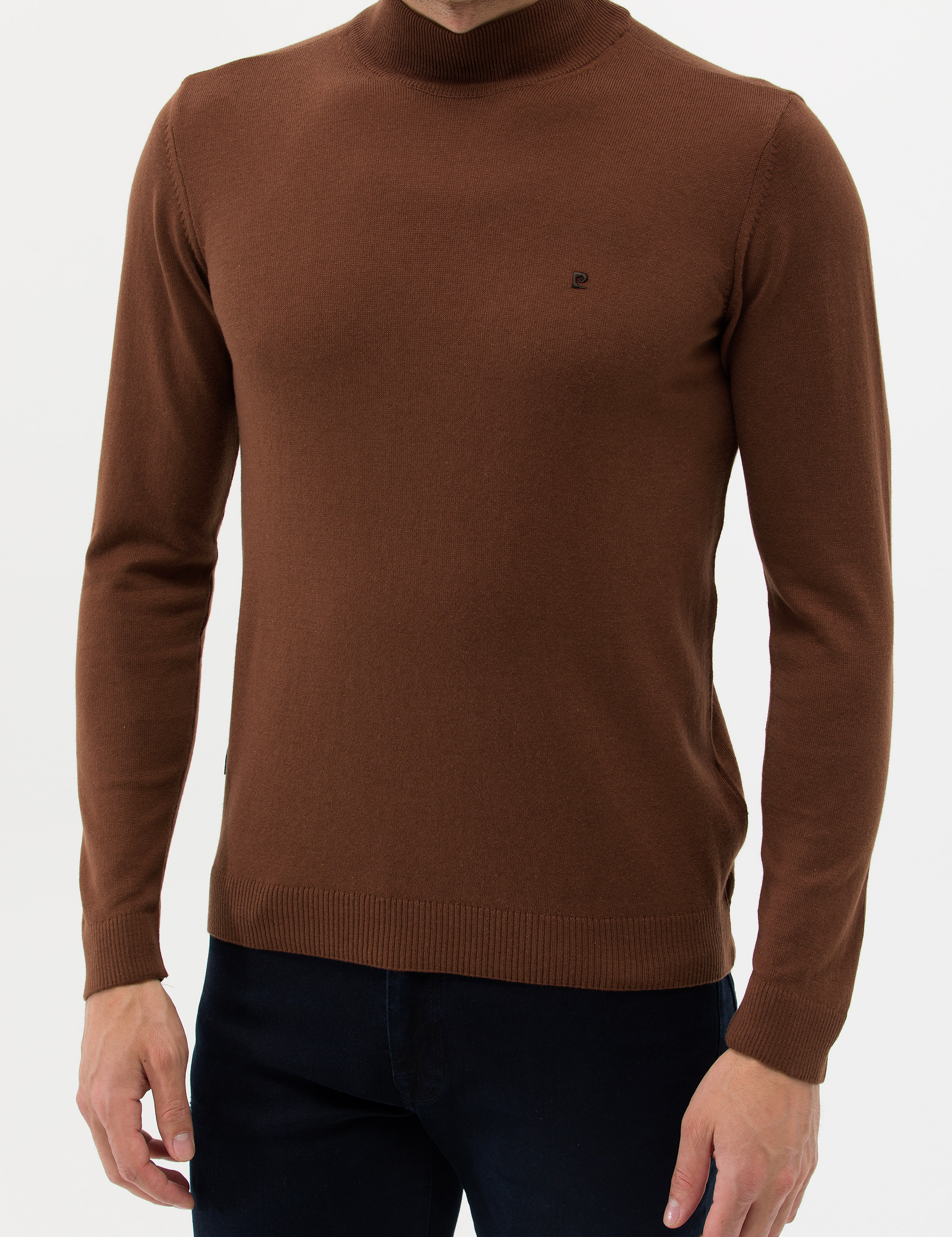 Pierre Cardin Kahverengi Slim Fit Yarım Balıkçı Yaka Basic Triko Kazak görsel 6