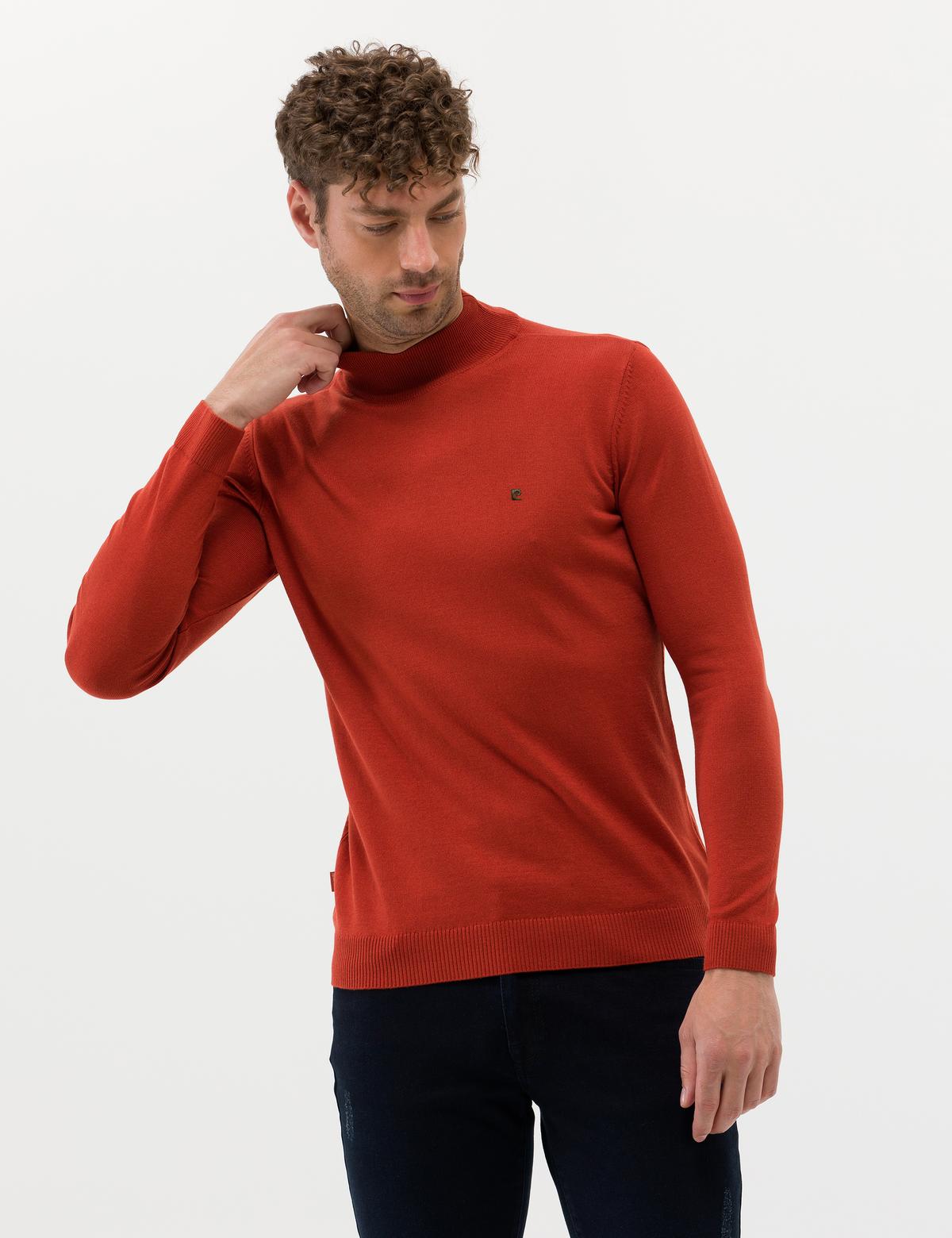 Kiremit Slim Fit Yarım Balıkçı Basic Triko Kazak - 50276502033