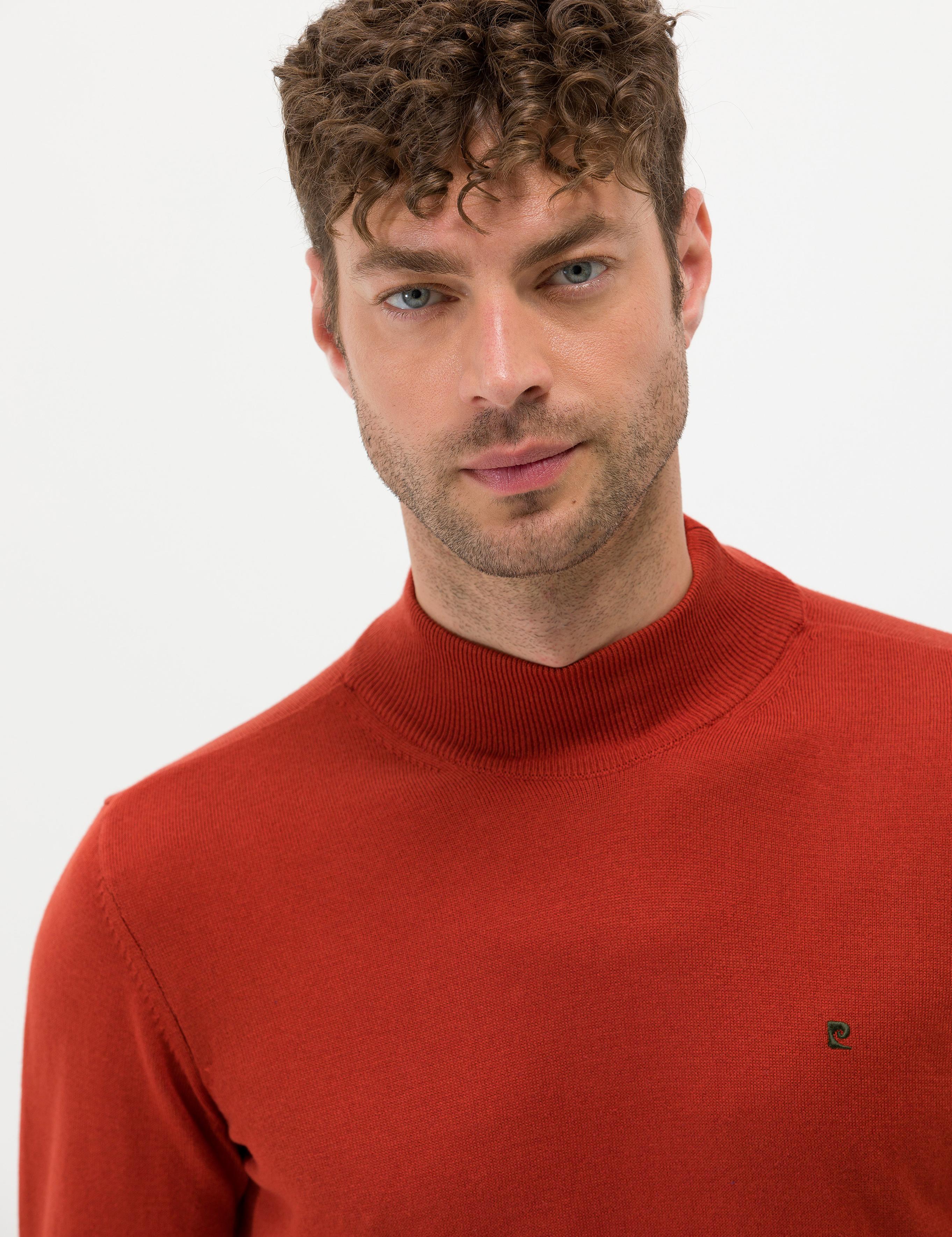 Kiremit Slim Fit Yarım Balıkçı Basic Triko Kazak