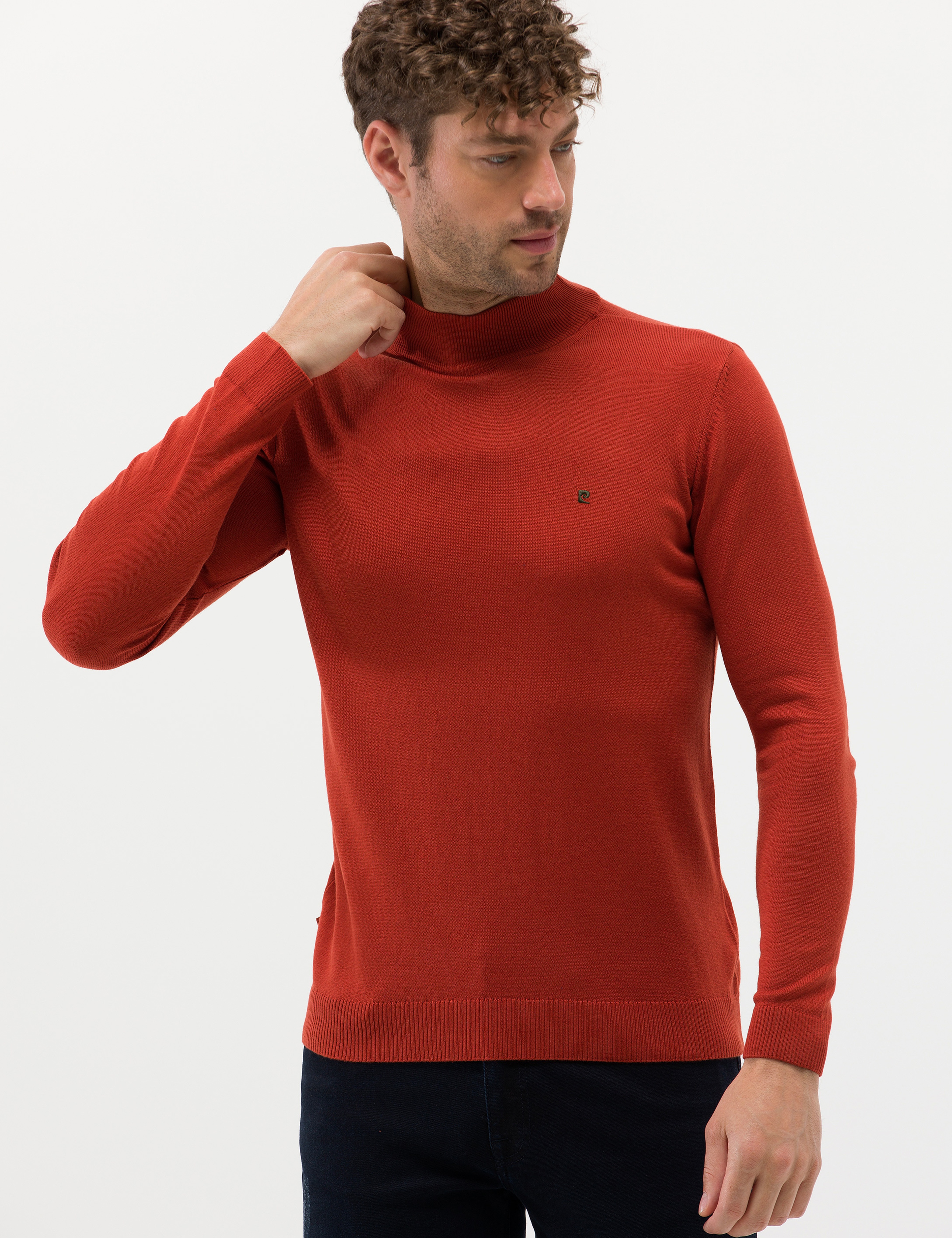 Kiremit Slim Fit Yarım Balıkçı Basic Triko Kazak - Image 1
