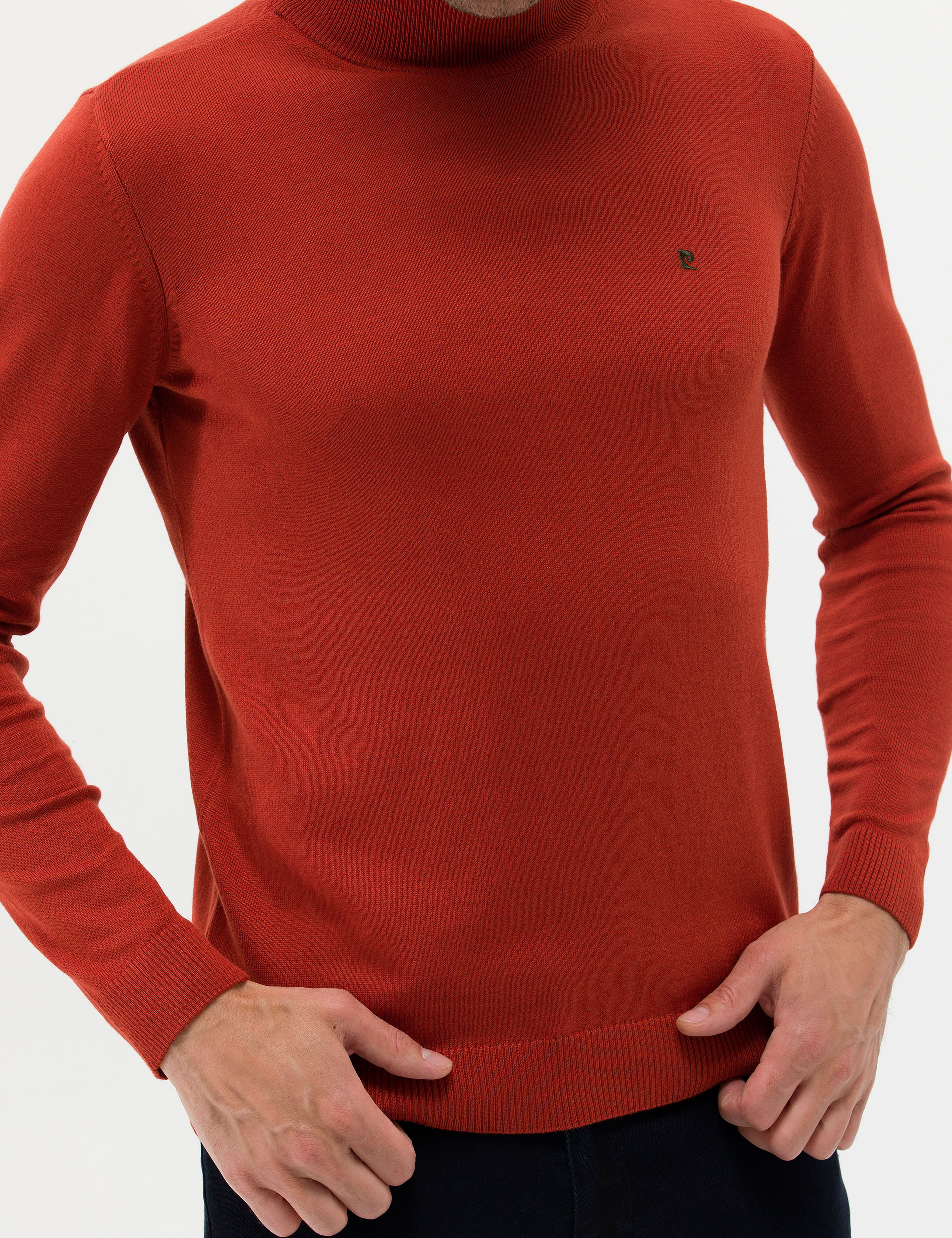 Kiremit Slim Fit Yarım Balıkçı Basic Triko Kazak