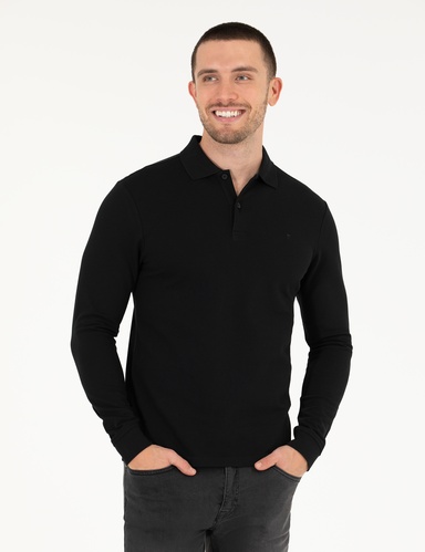 Siyah Slim Fit Basic Sweatshirt