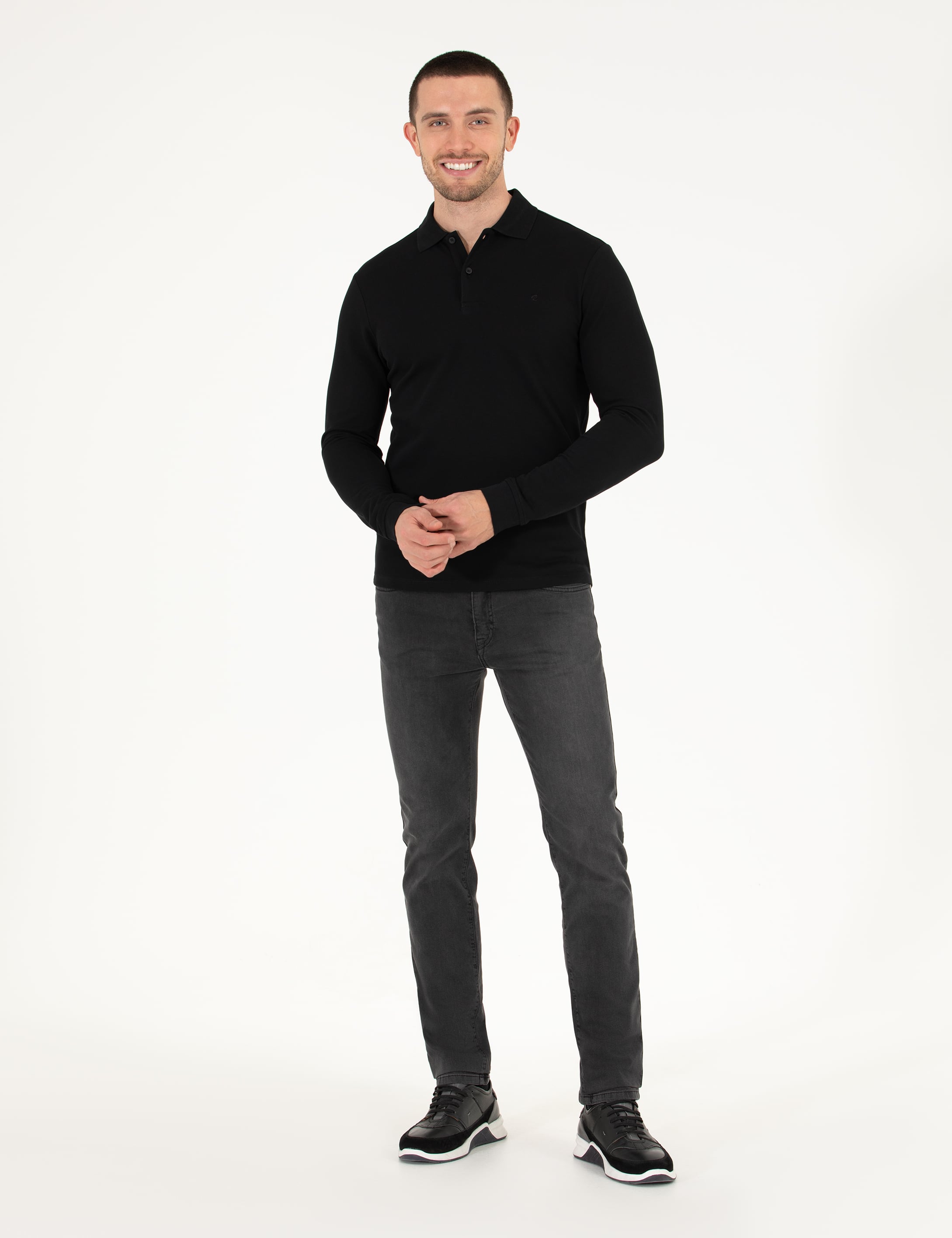 Pierre Cardin Siyah Slim Fit Basic Sweatshirt görsel 4