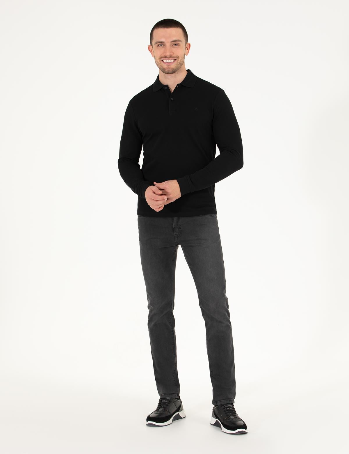 Siyah Slim Fit Basic Sweatshirt - 50276035002
