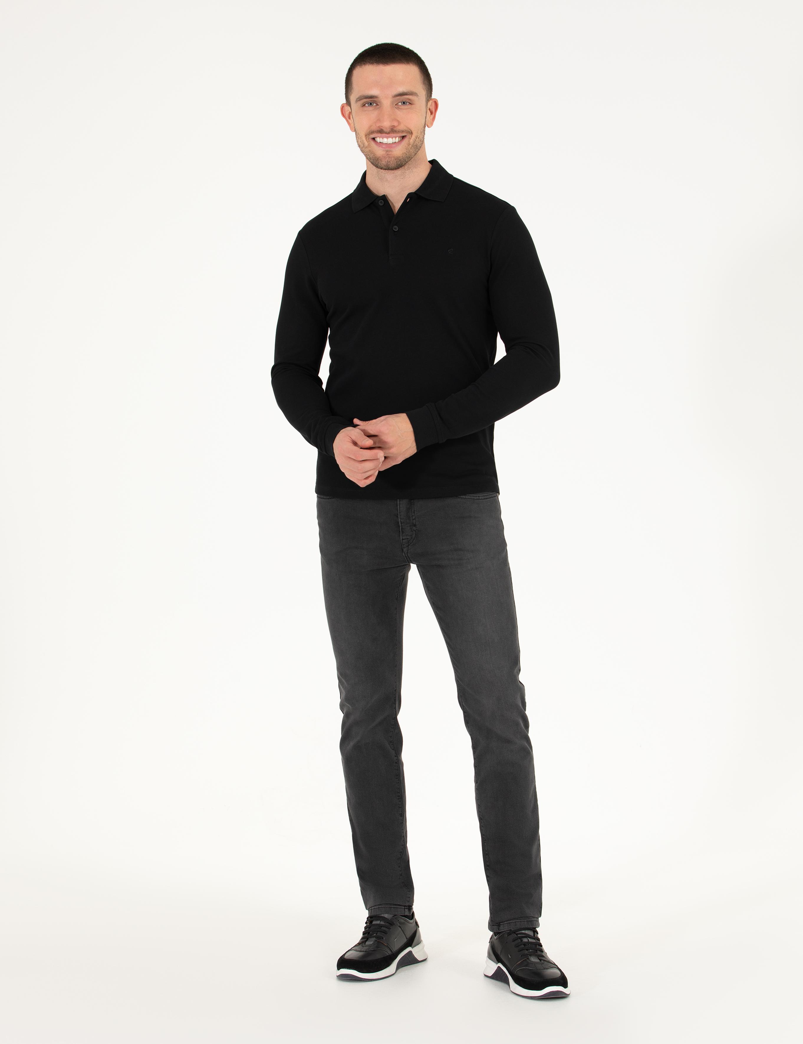 Siyah Slim Fit Basic Sweatshirt