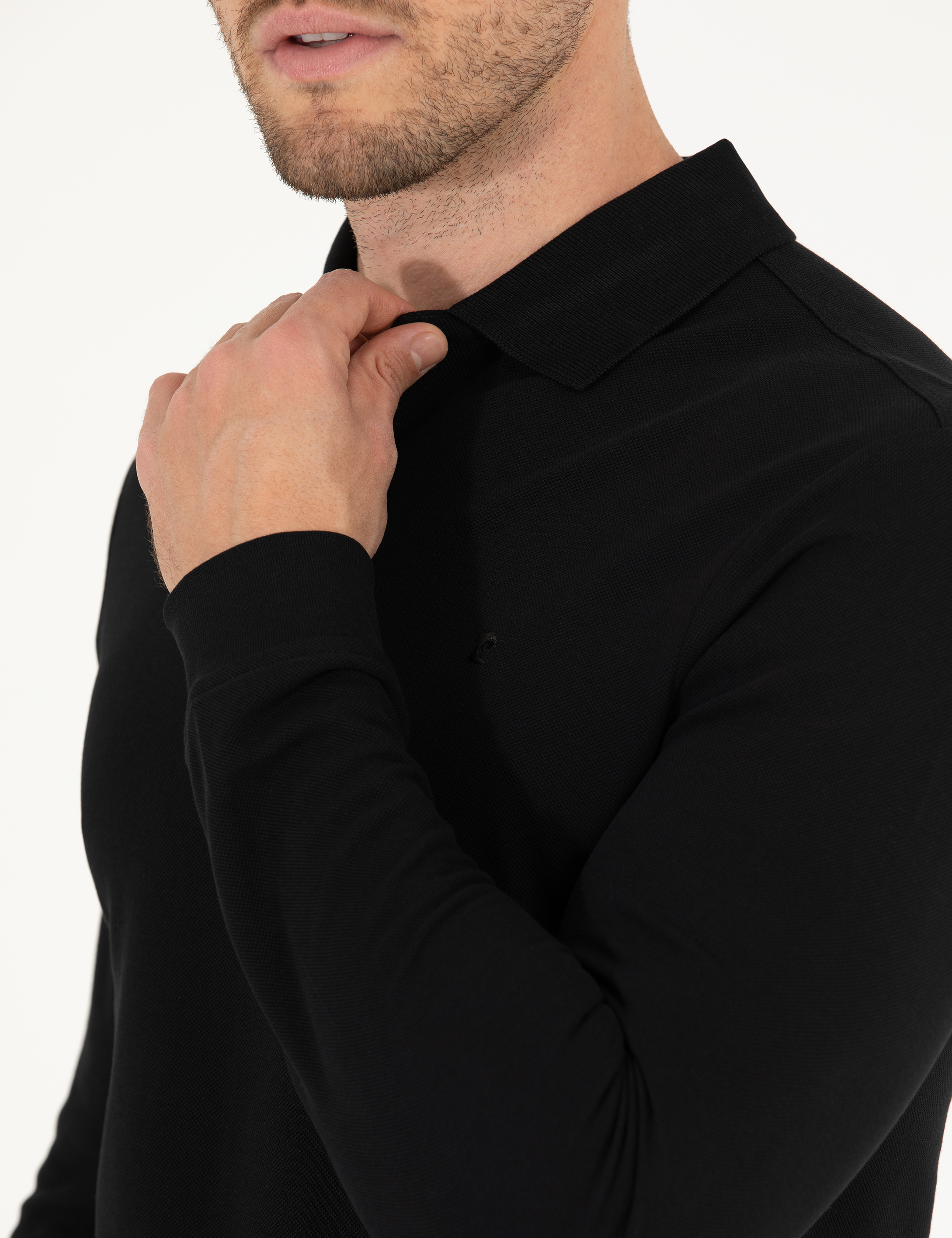 Siyah Slim Fit Basic Sweatshirt - Image 7