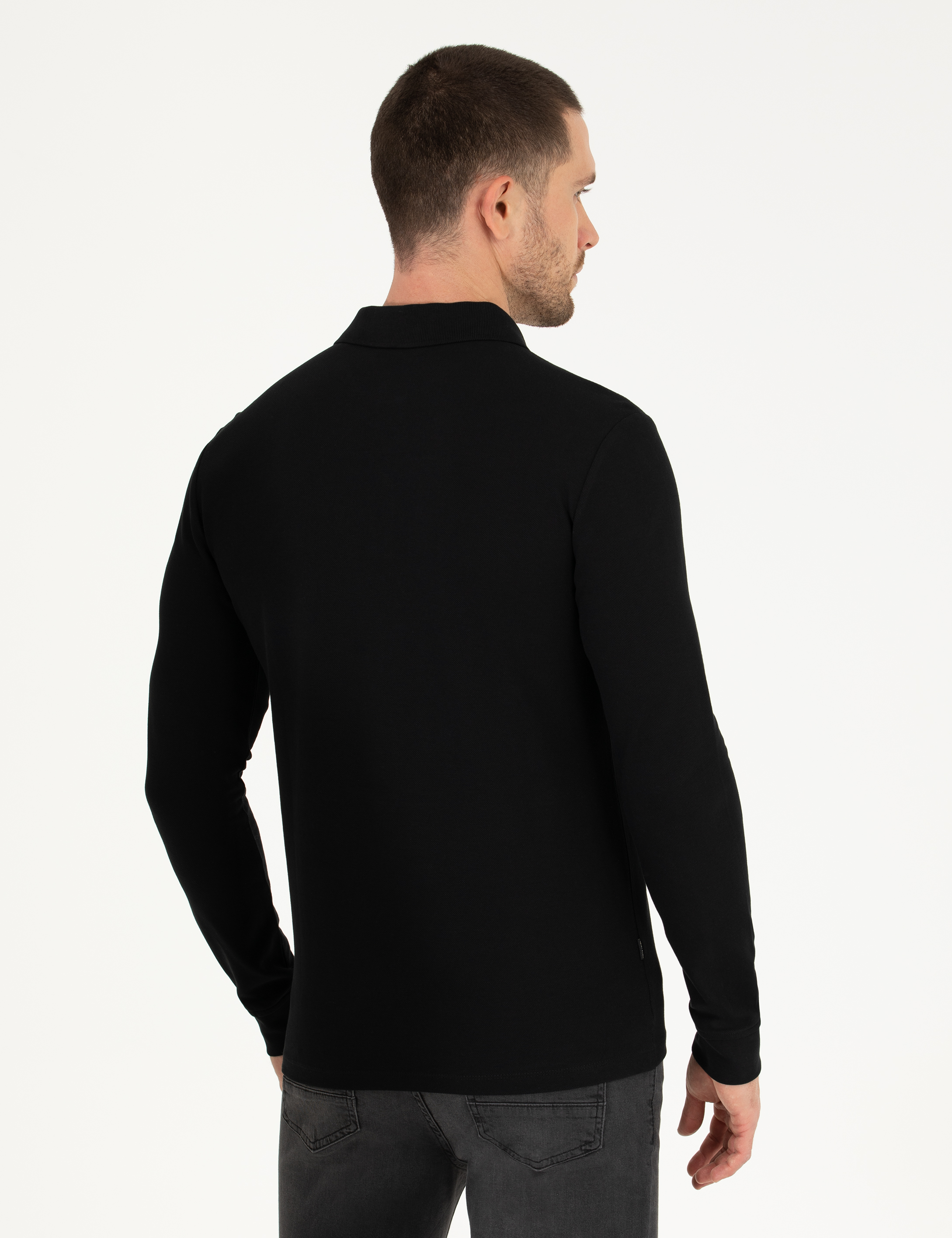 Pierre Cardin Siyah Slim Fit Basic Sweatshirt görsel 5