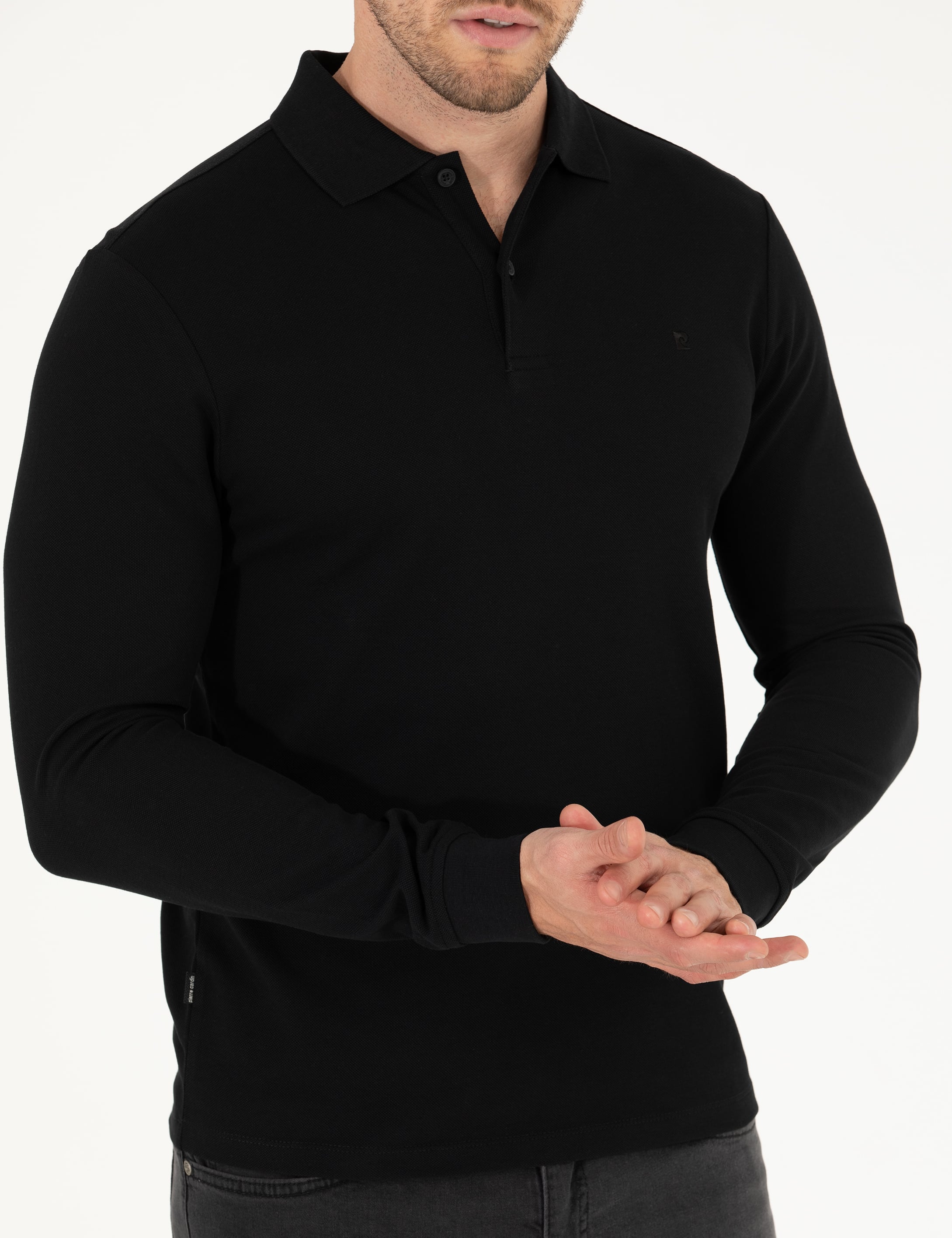 Pierre Cardin Siyah Slim Fit Basic Sweatshirt görsel 6